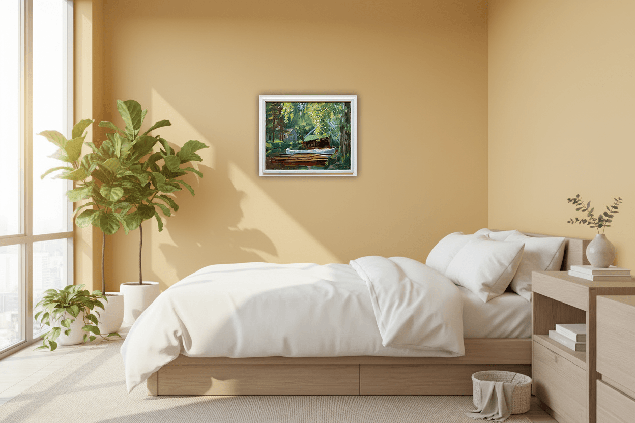 Jan Lucas van der Baan - Boten bij het Paterswoldemeer (in interieur)