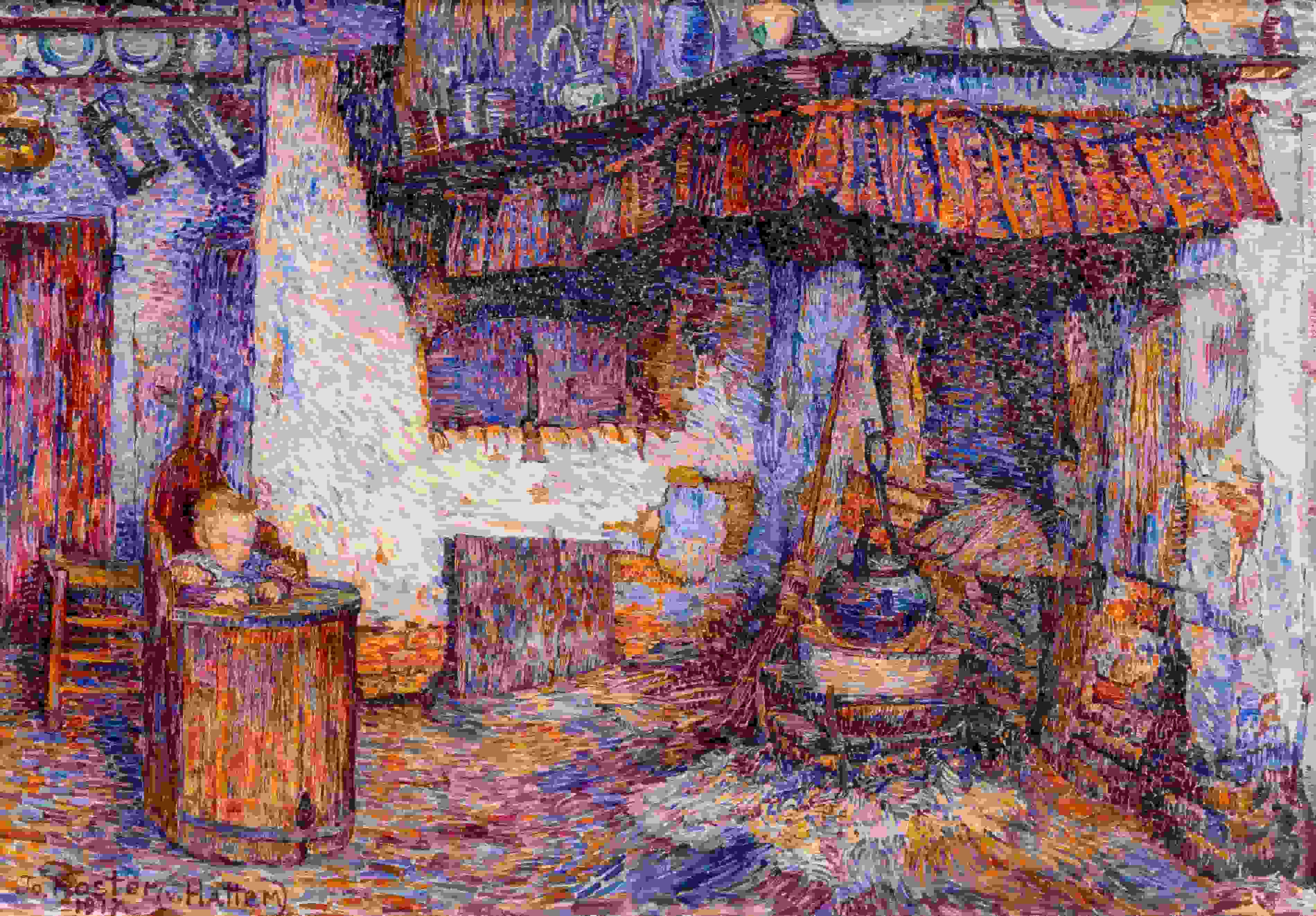 Jo Koster - Boereninterrieur (zonder lijst)