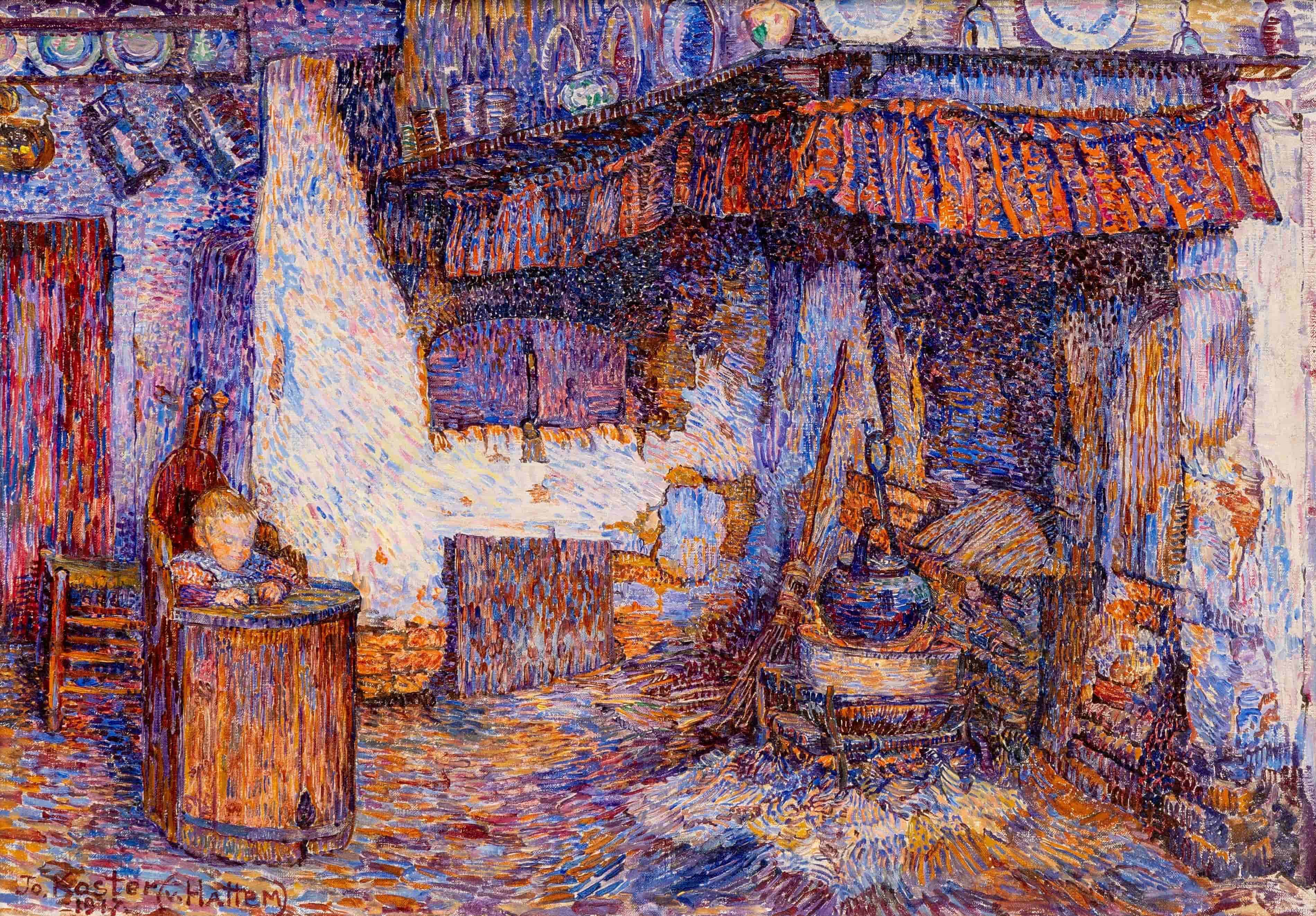 Jo Koster - Boereninterieur (zonder lijst)