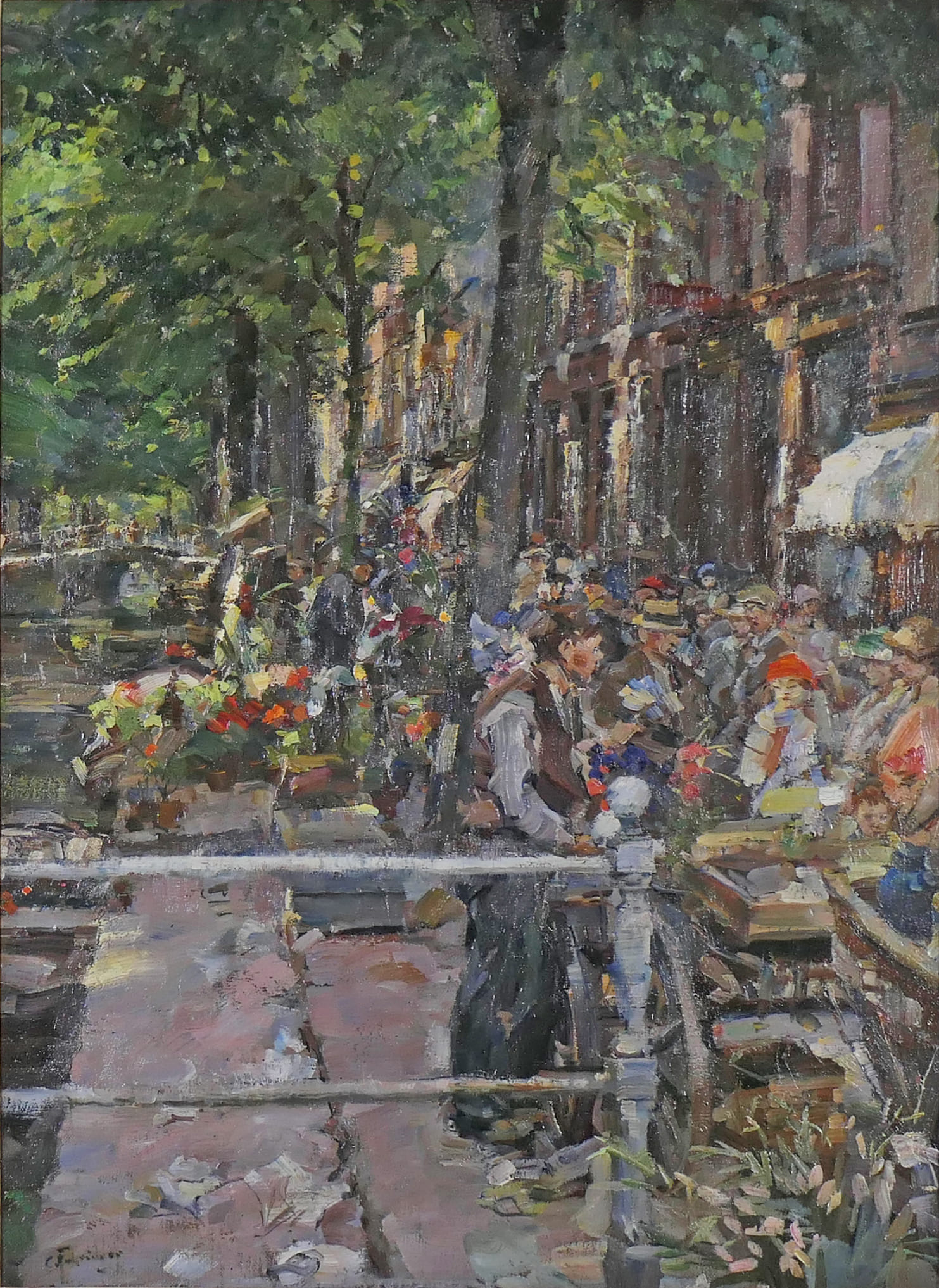 Bloemenmarkt te Delft zonder lijst