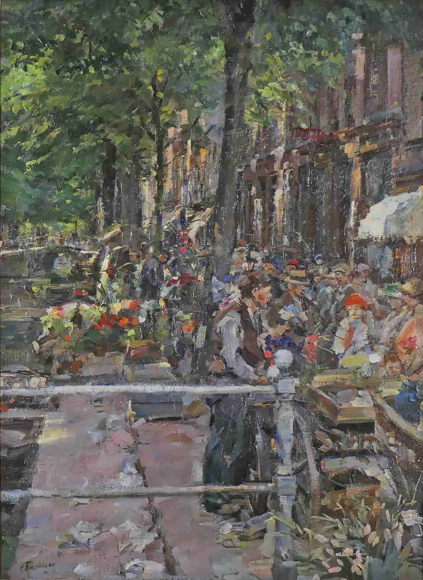 Carl Fahringer - Bloemenmarkt te Delft