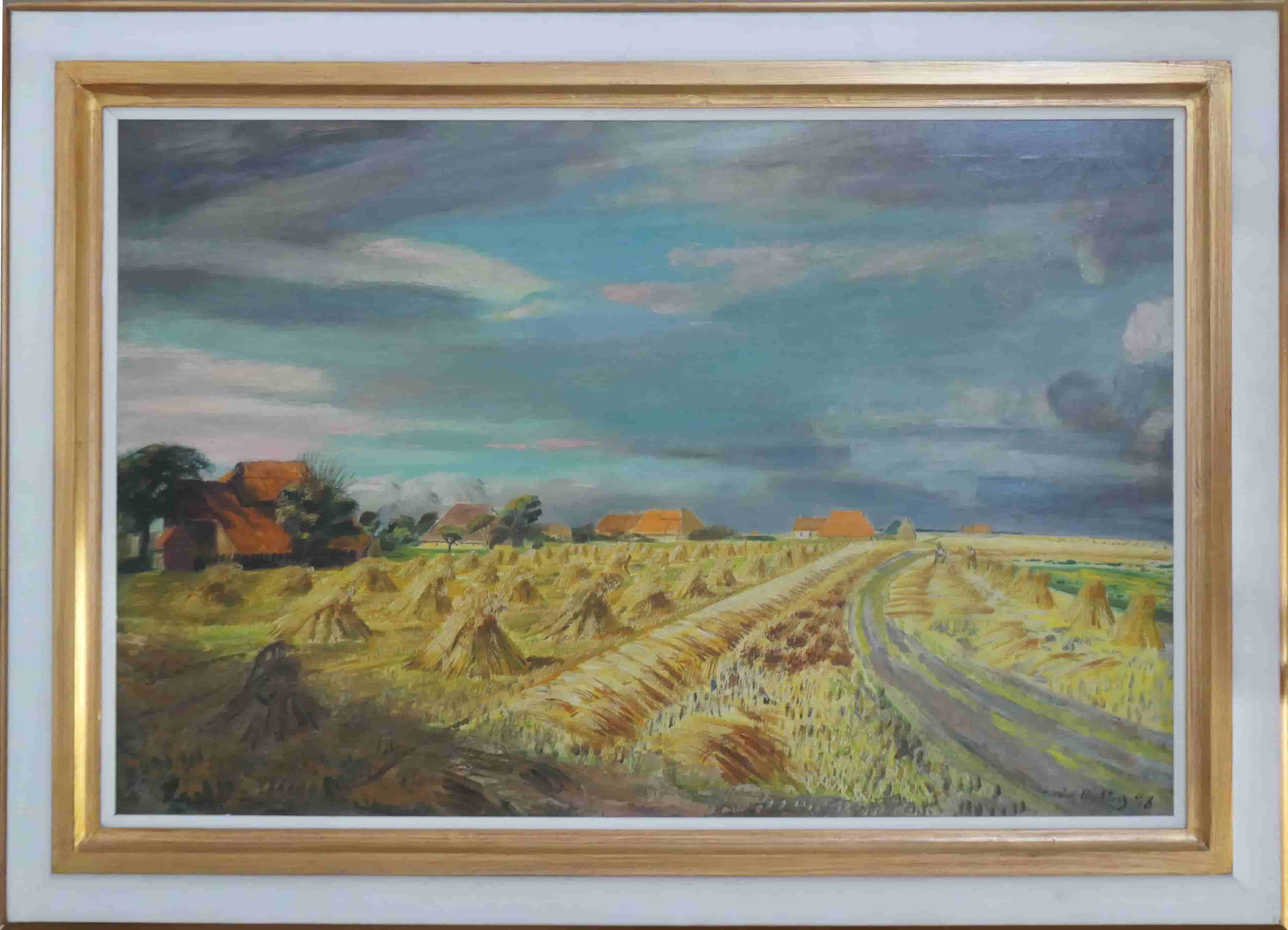 Marius Richters - Korenschoven in de omgeving van Rotterdam (met lijst)