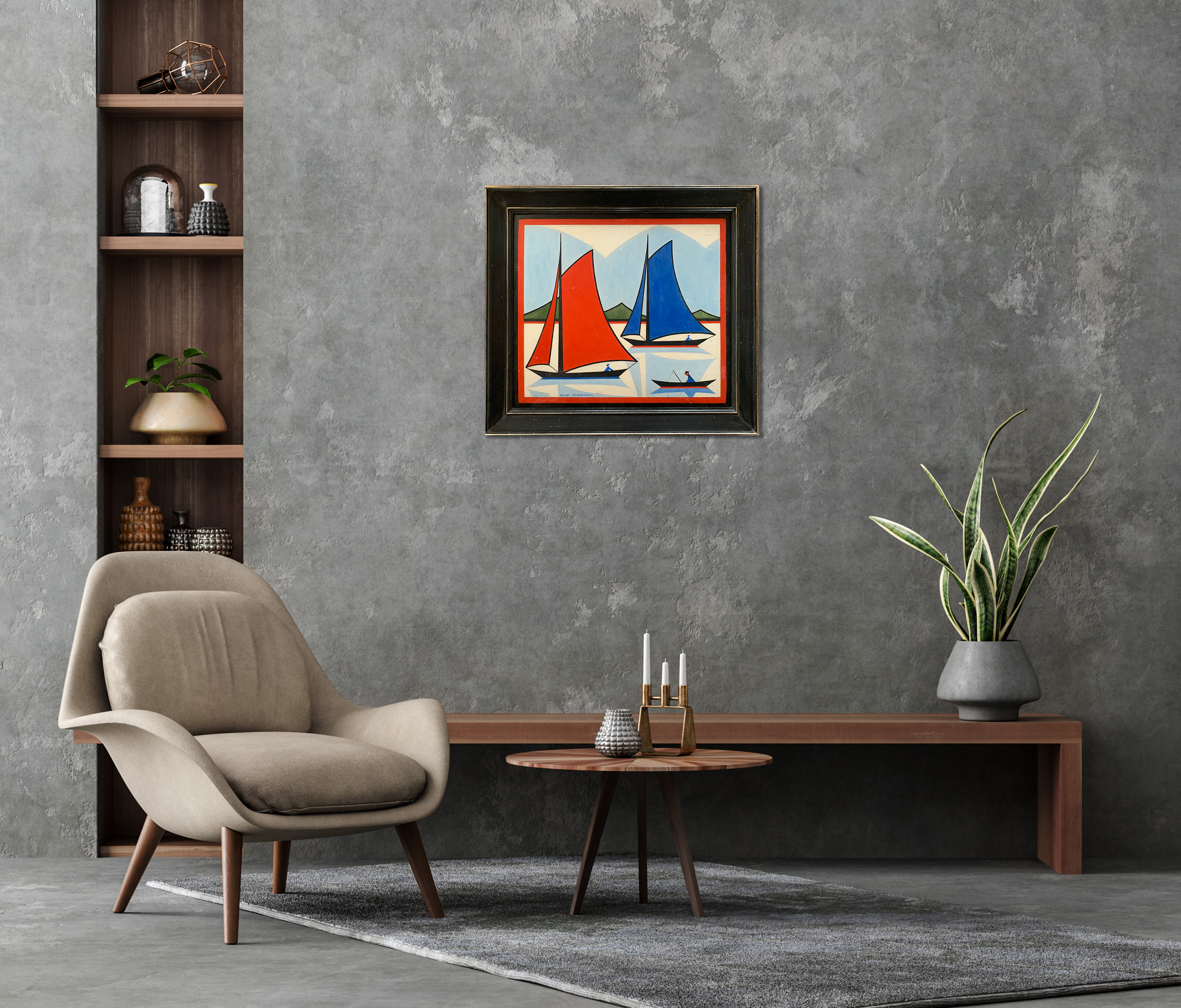 Zeilboten zonder lijst