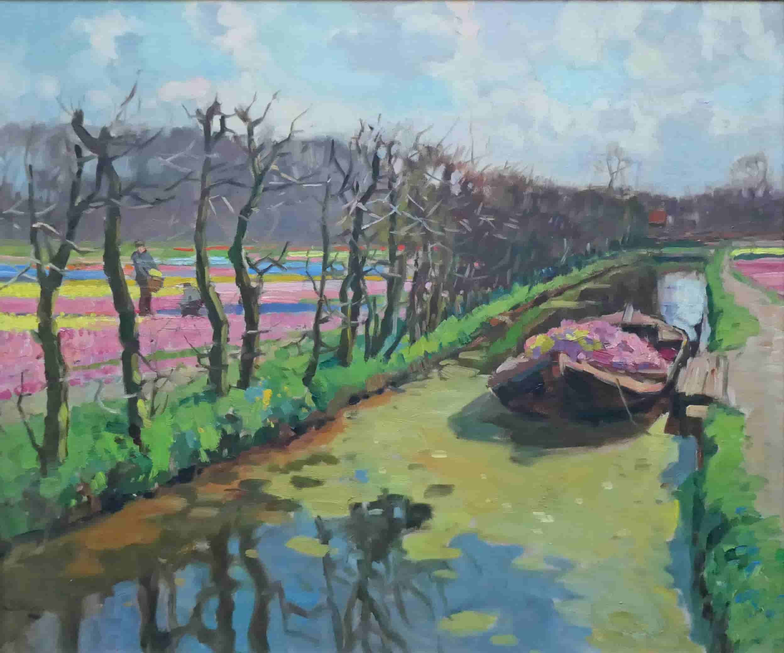 Ben Viegers - Vaart langs bollenvelden (zonder lijst)