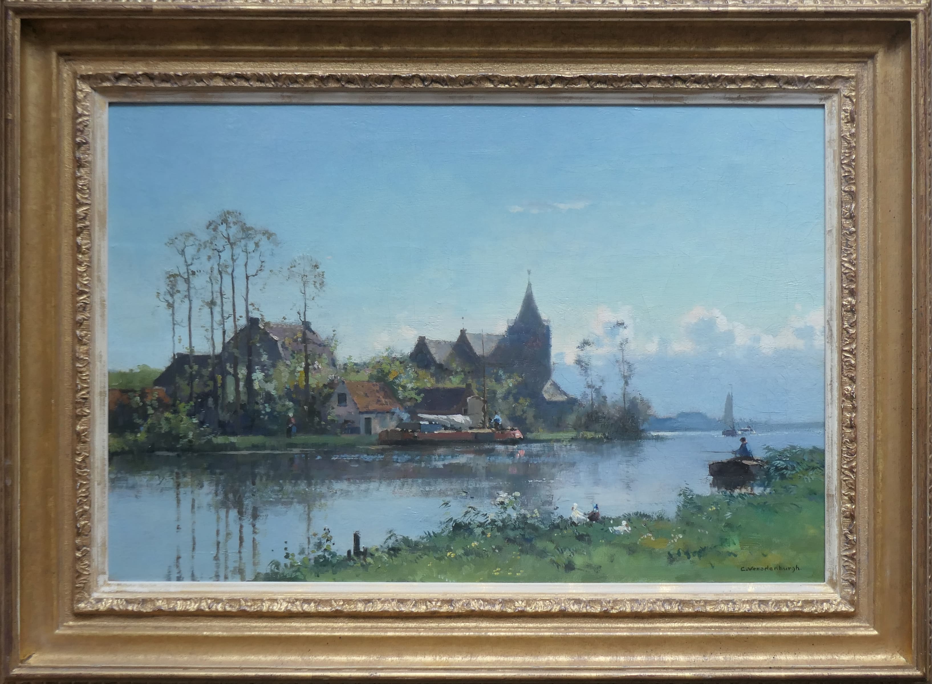 Dorpje aan het water zonder lijst