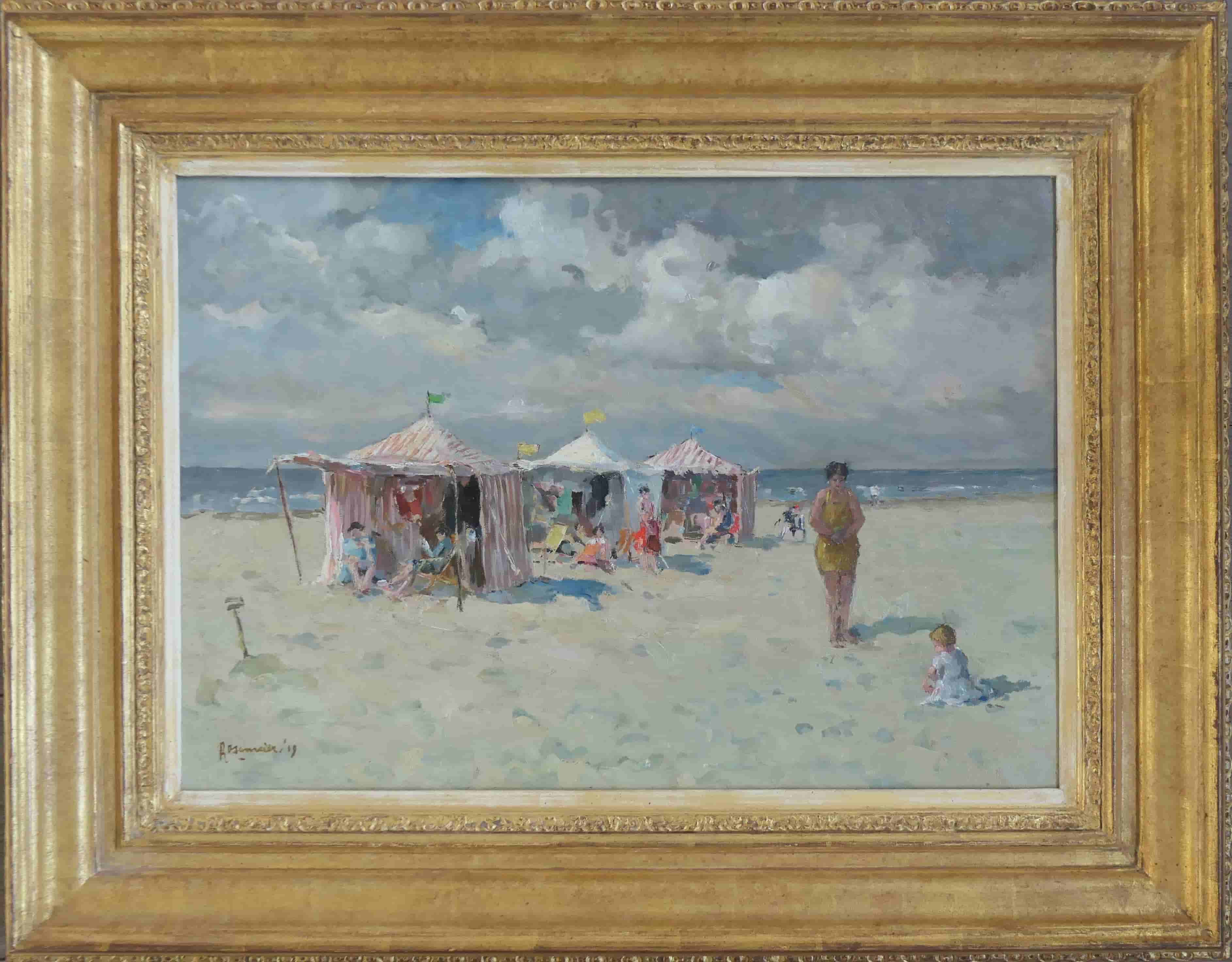 Alex Rosemeier - Het stille strand bij Katwijk (met lijst)