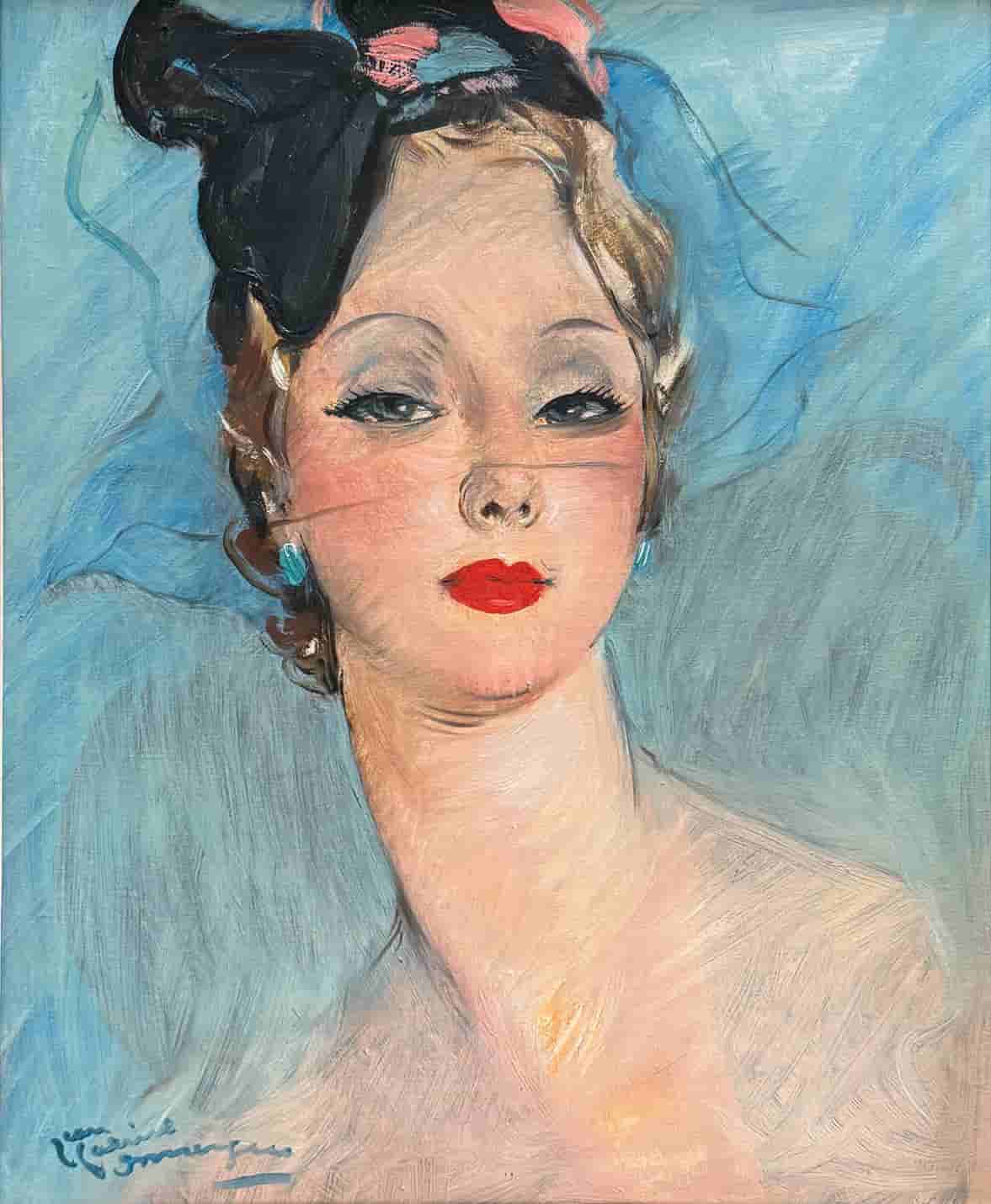 Jean-Gabriel Domergue - Portret van Madame Laemle (zonder lijst)