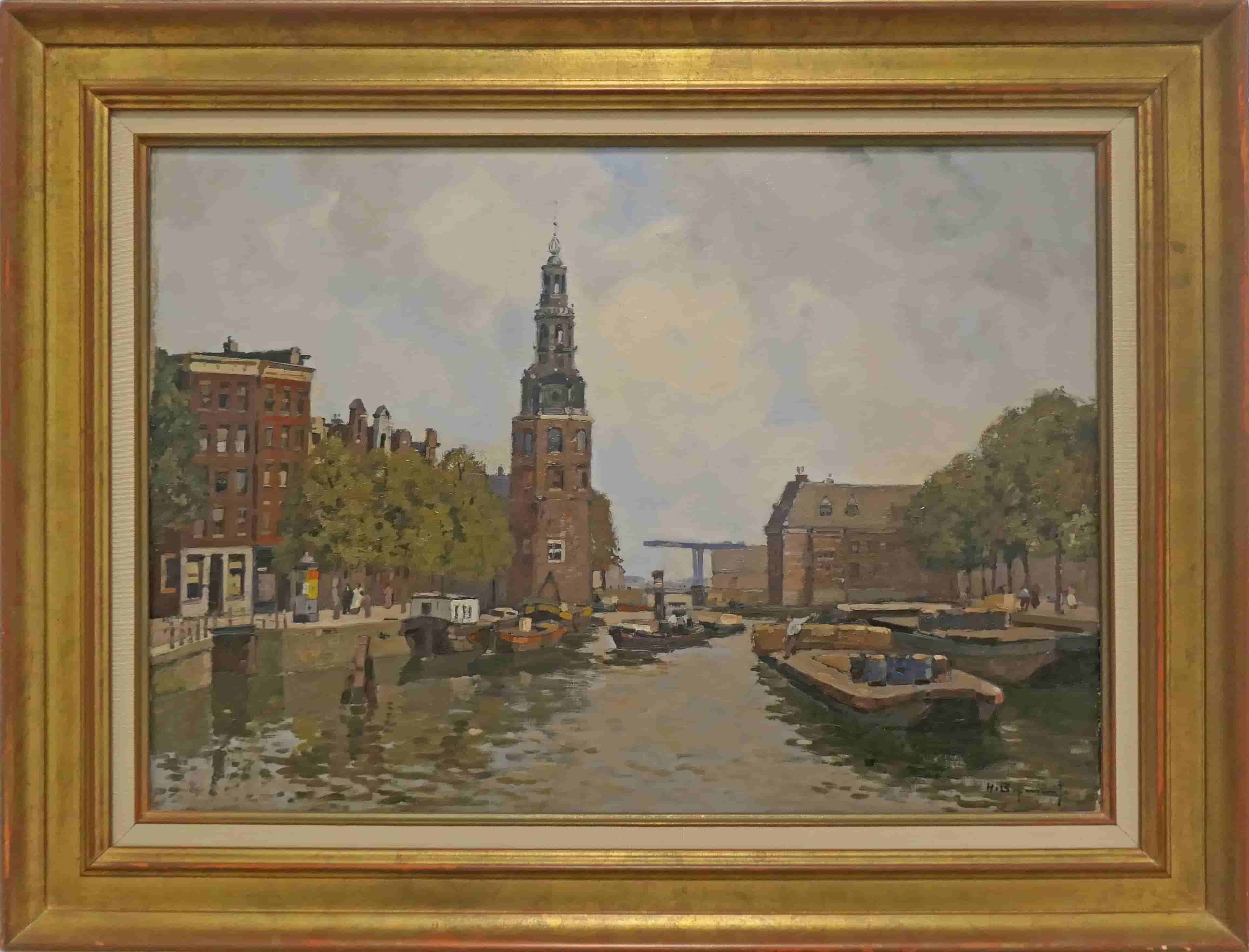 Herman Bogman - Montelbaantoren te Amsterdam (met lijst)