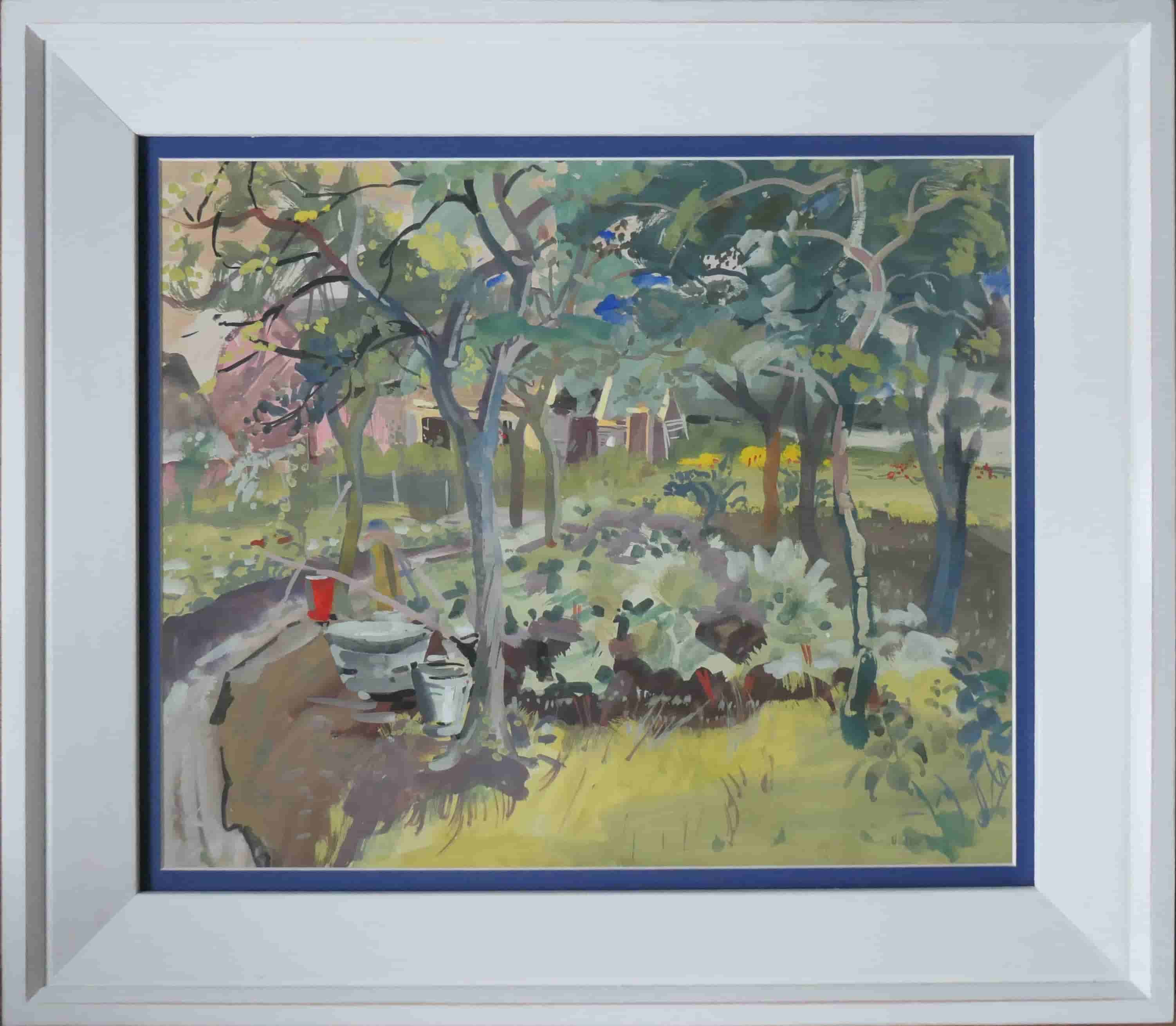 Ben Walrecht - Uitzicht op een tuin (met lijst)