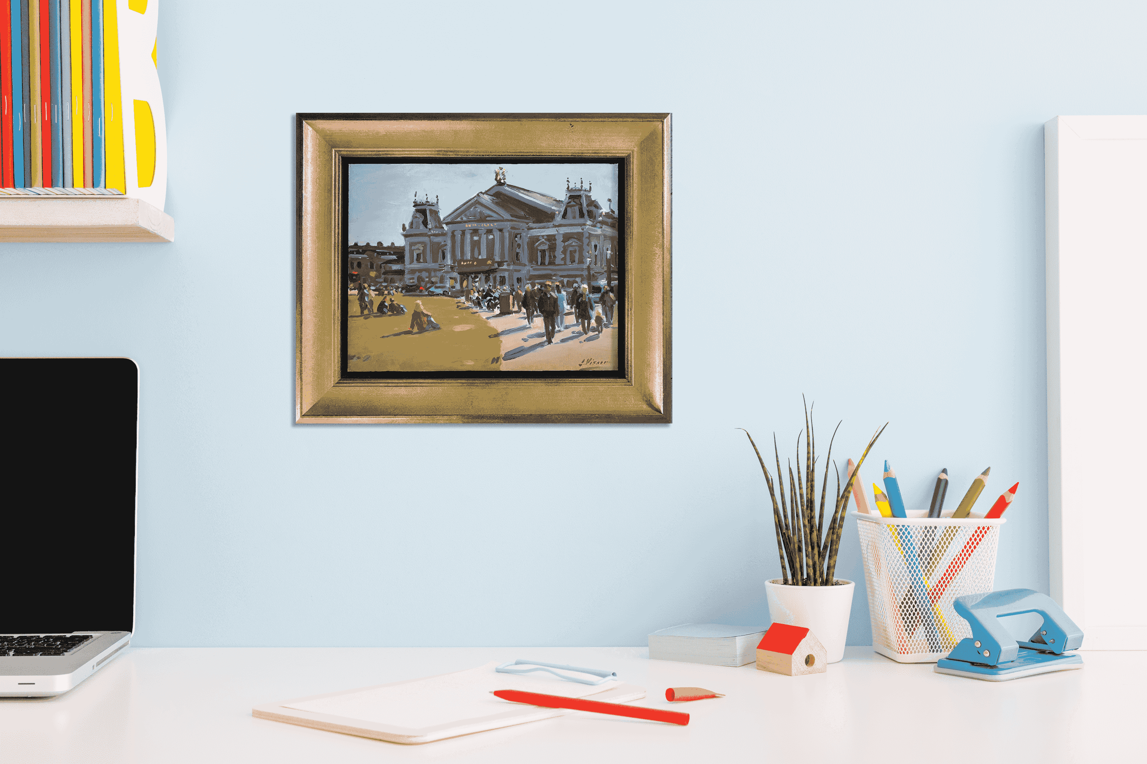 Louis Visser - Amsterdam – Museumplein met het Concertgebouw (in interieur)