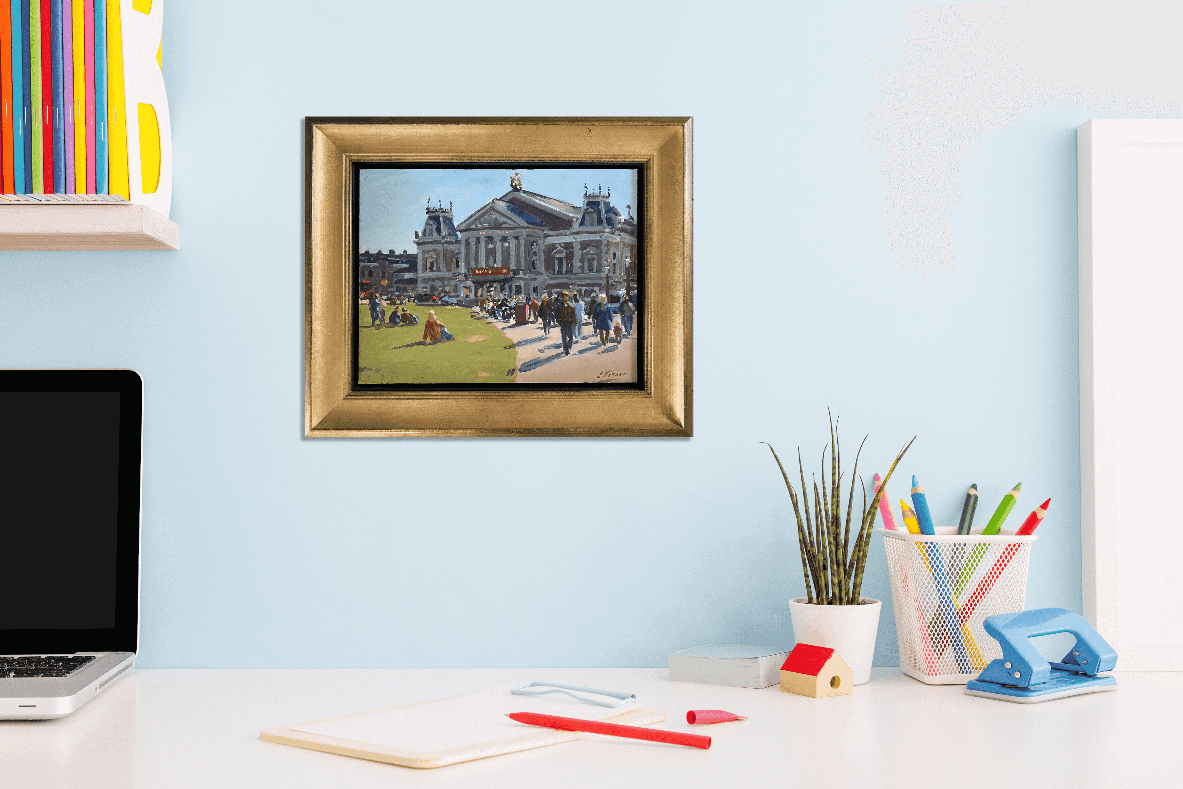 Louis Visser - Amsterdam – Museumplein met het Concertgebouw (in interieur)