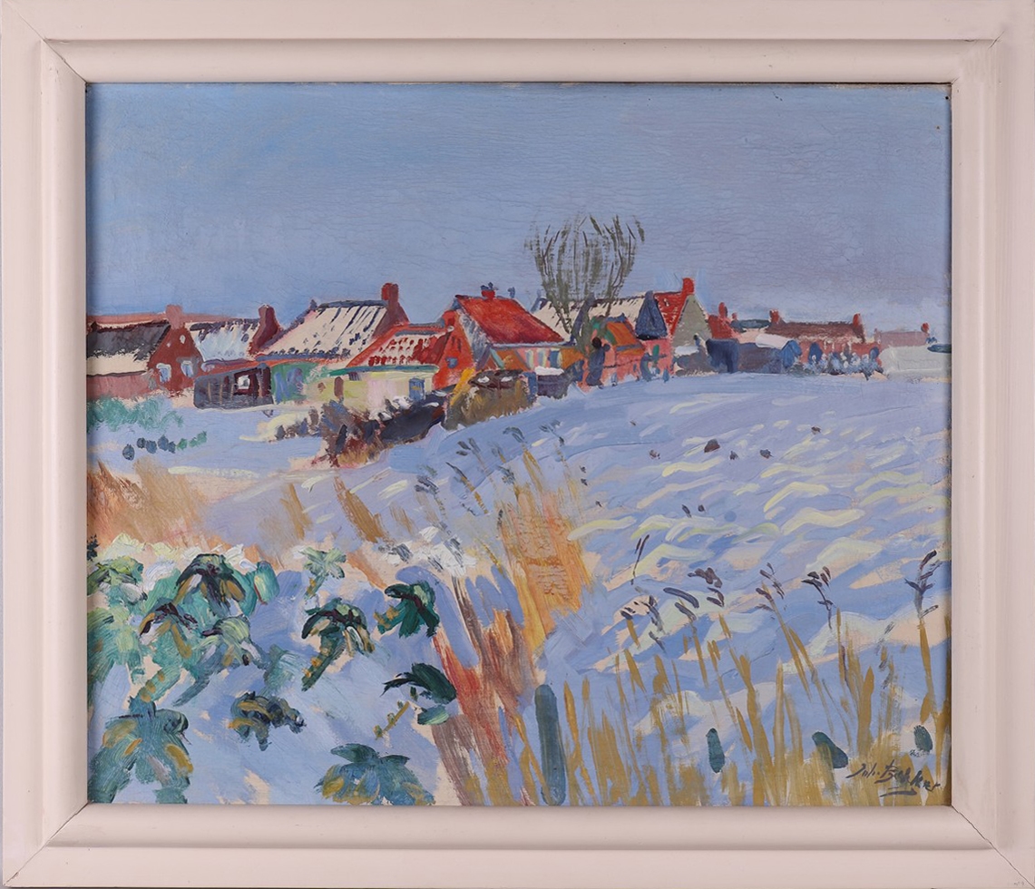 Wintergezicht op Warffum zonder lijst