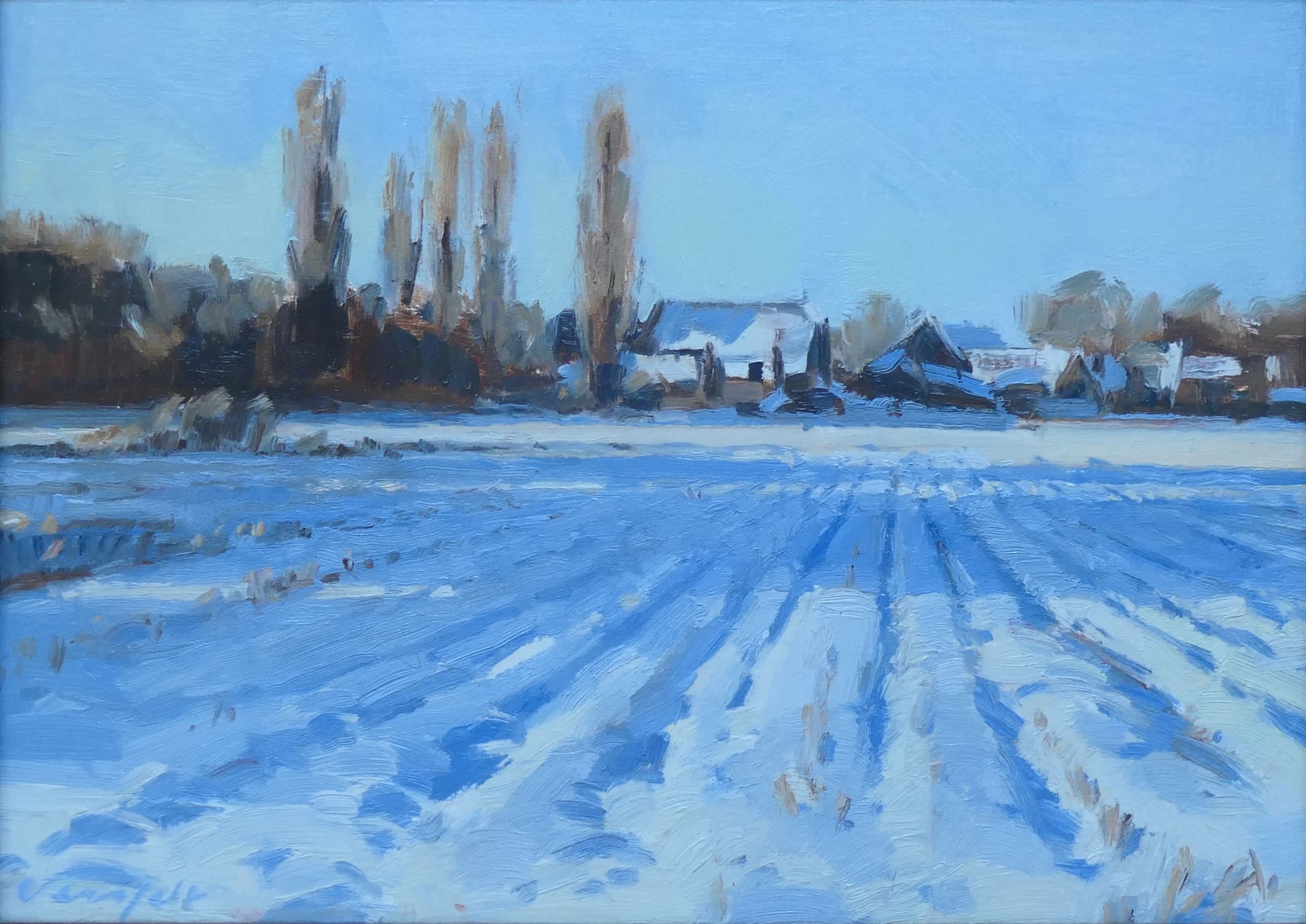 Sneeuwlandschap bij Lage-Zwaluwe zonder lijst