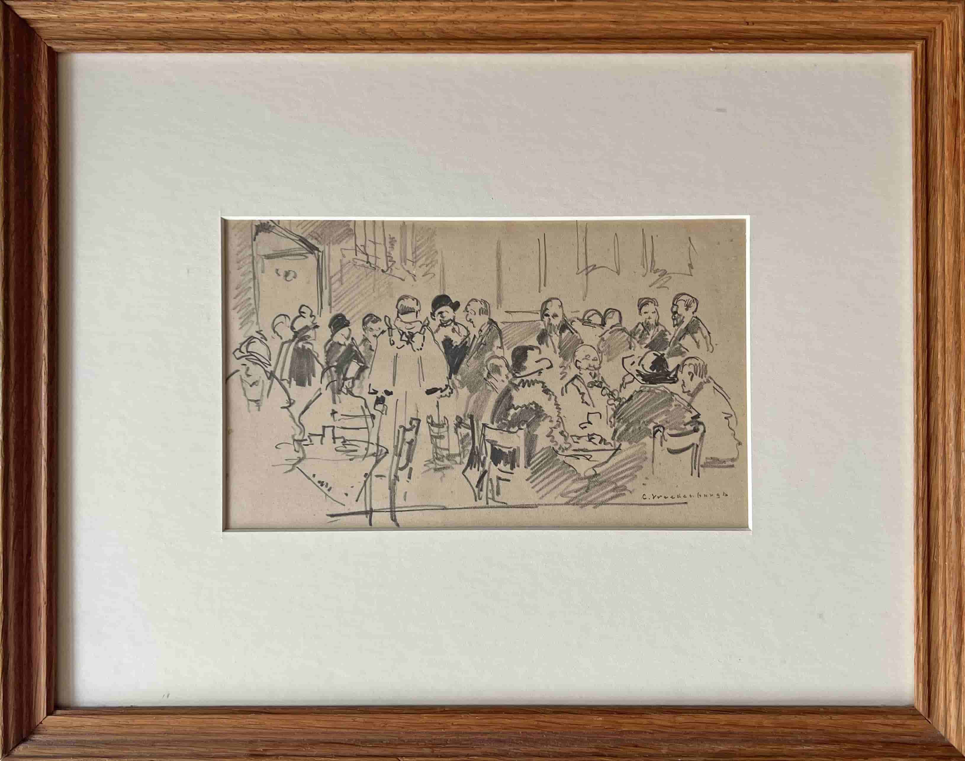 Cornelis Vreedenburgh - Cafe scene (met lijst)