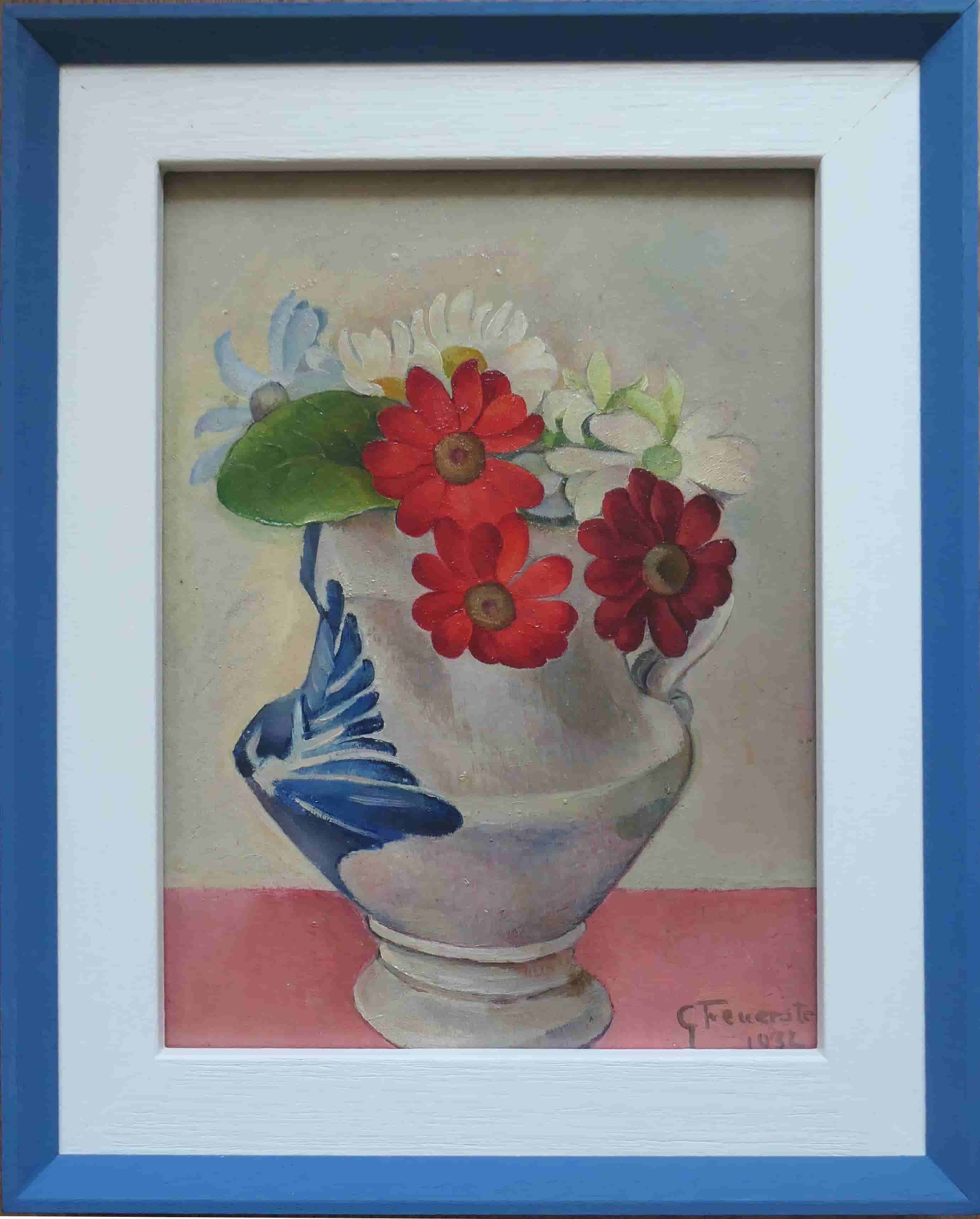 Greet Feuerstein - Bloemstilleven met keulse pot (met lijst)