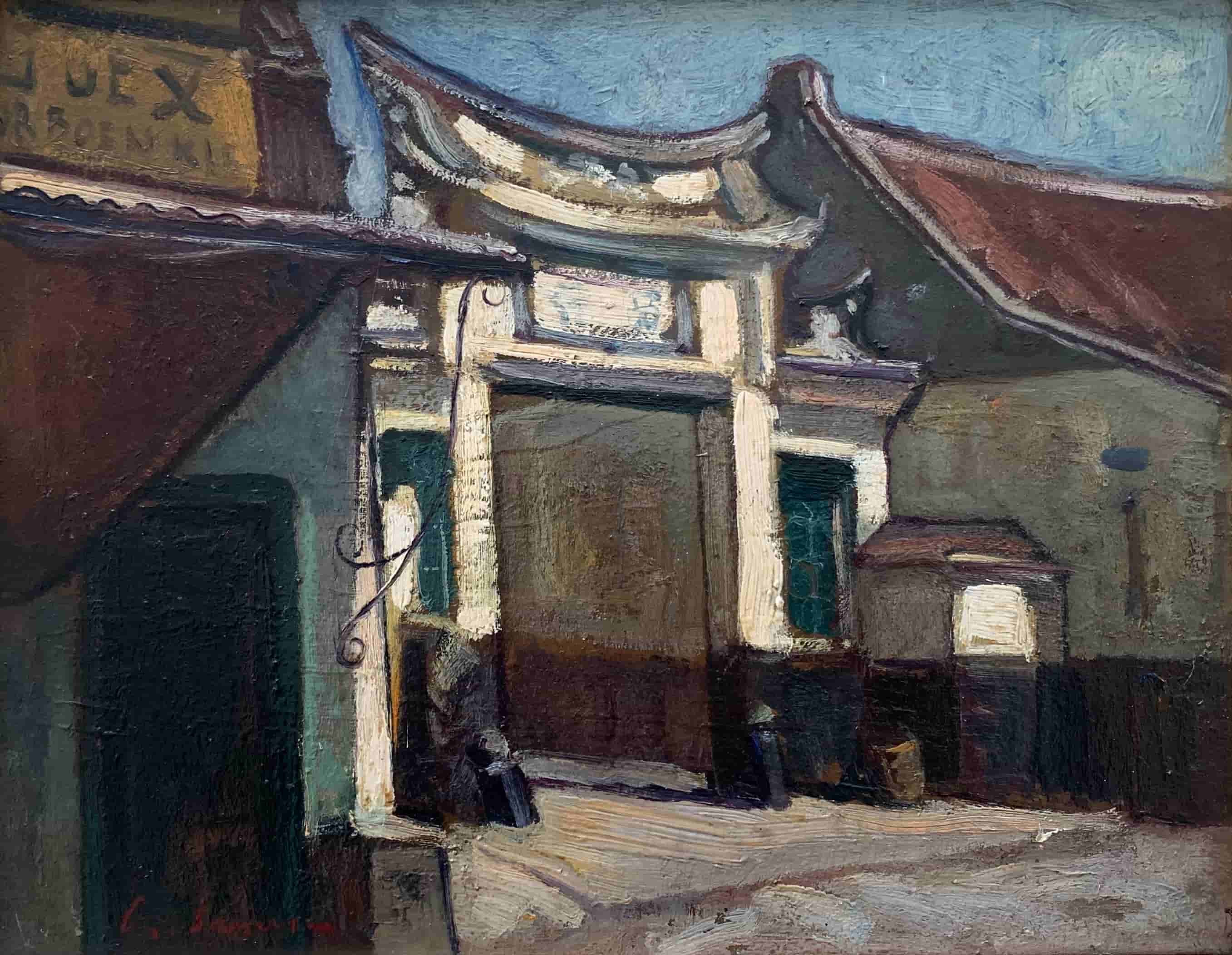Charles Sayers - Chinese poort aan de Molenvliet te Batavia Indonesië (zonder lijst)