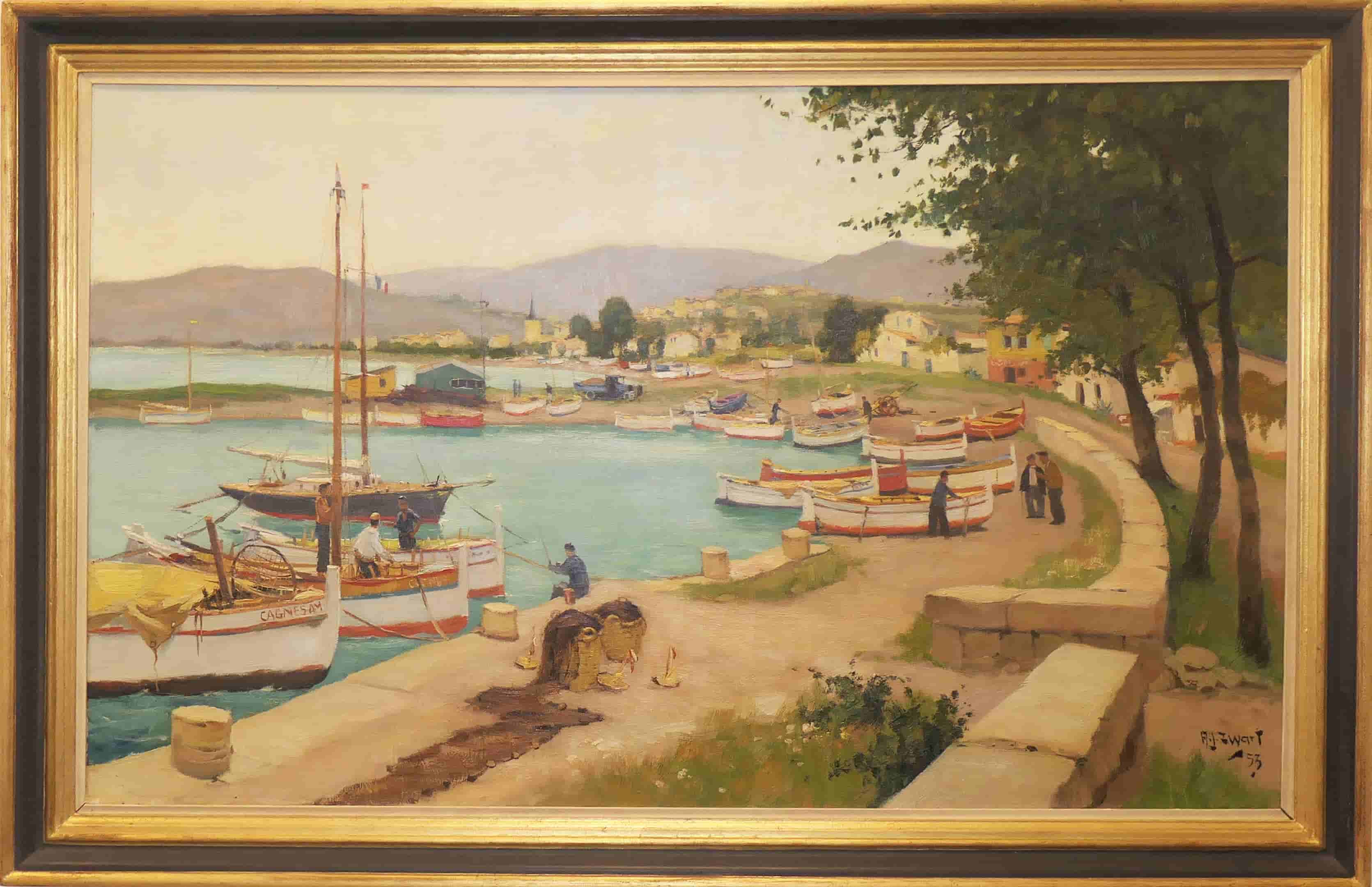 Arie Johannes Zwart - Cagnes sur Mer (met lijst)