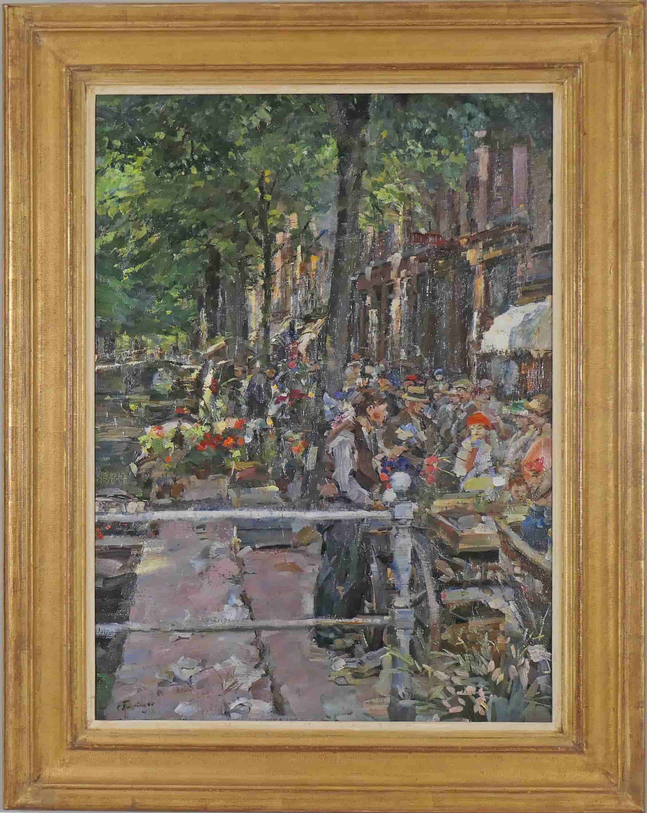 Carl Fahringer - Bloemenmarkt te Delft (met lijst)