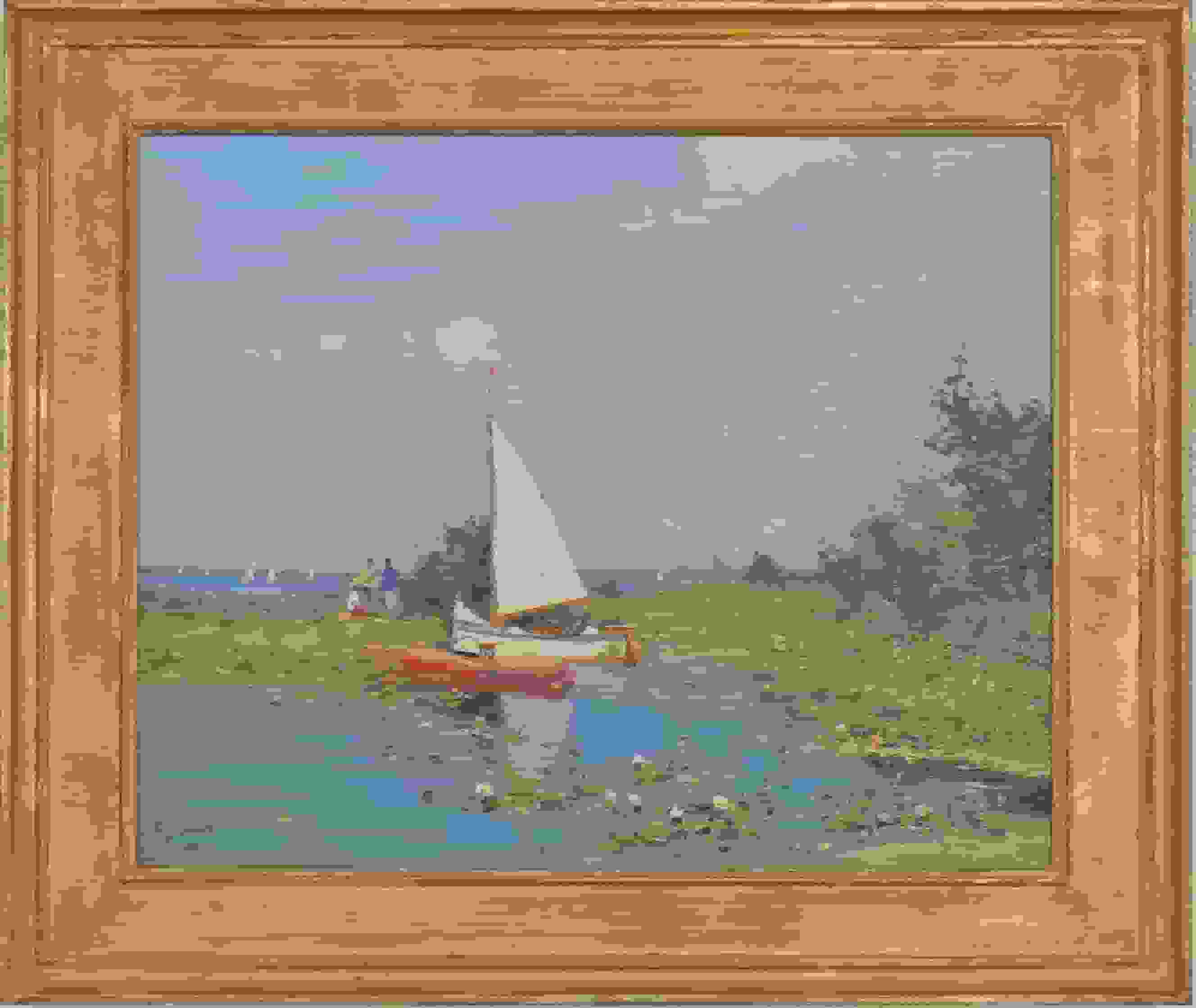 Arie Johannes Zwart - Bij de Nieuwkoopse plassen (met lijst)