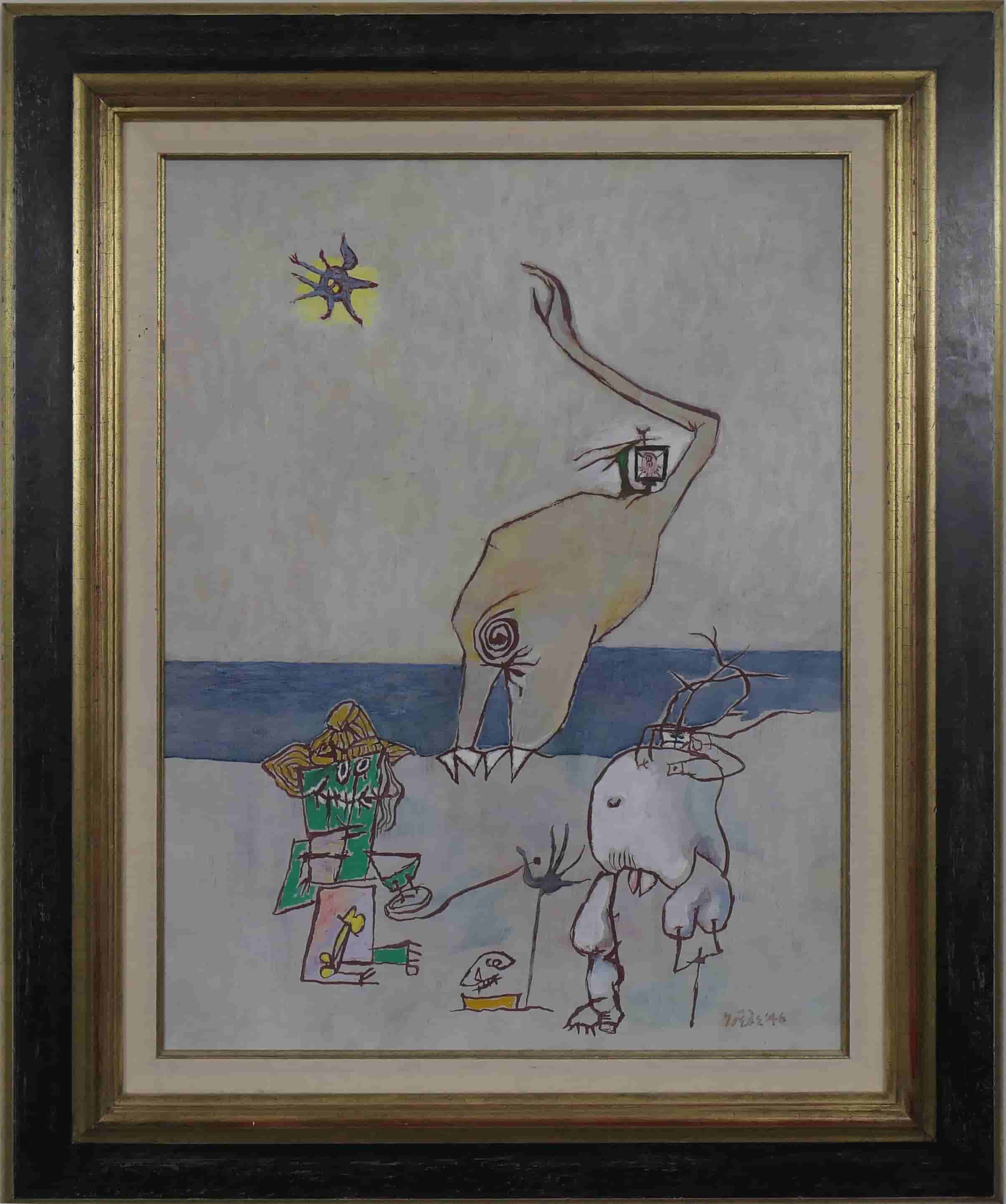 Jan Roëde - Strandplezier (met lijst)