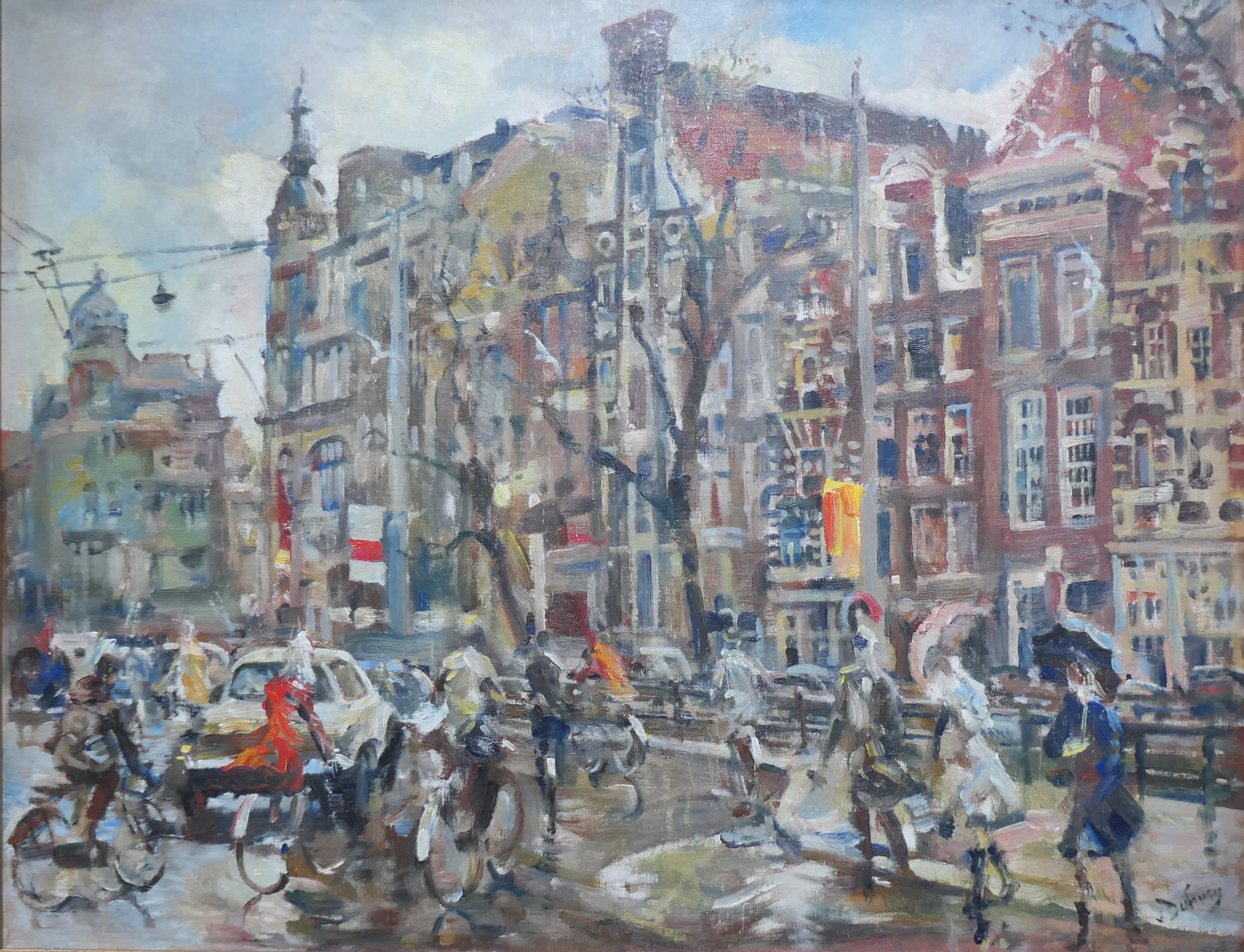 Koningsplein in de regen zonder lijst