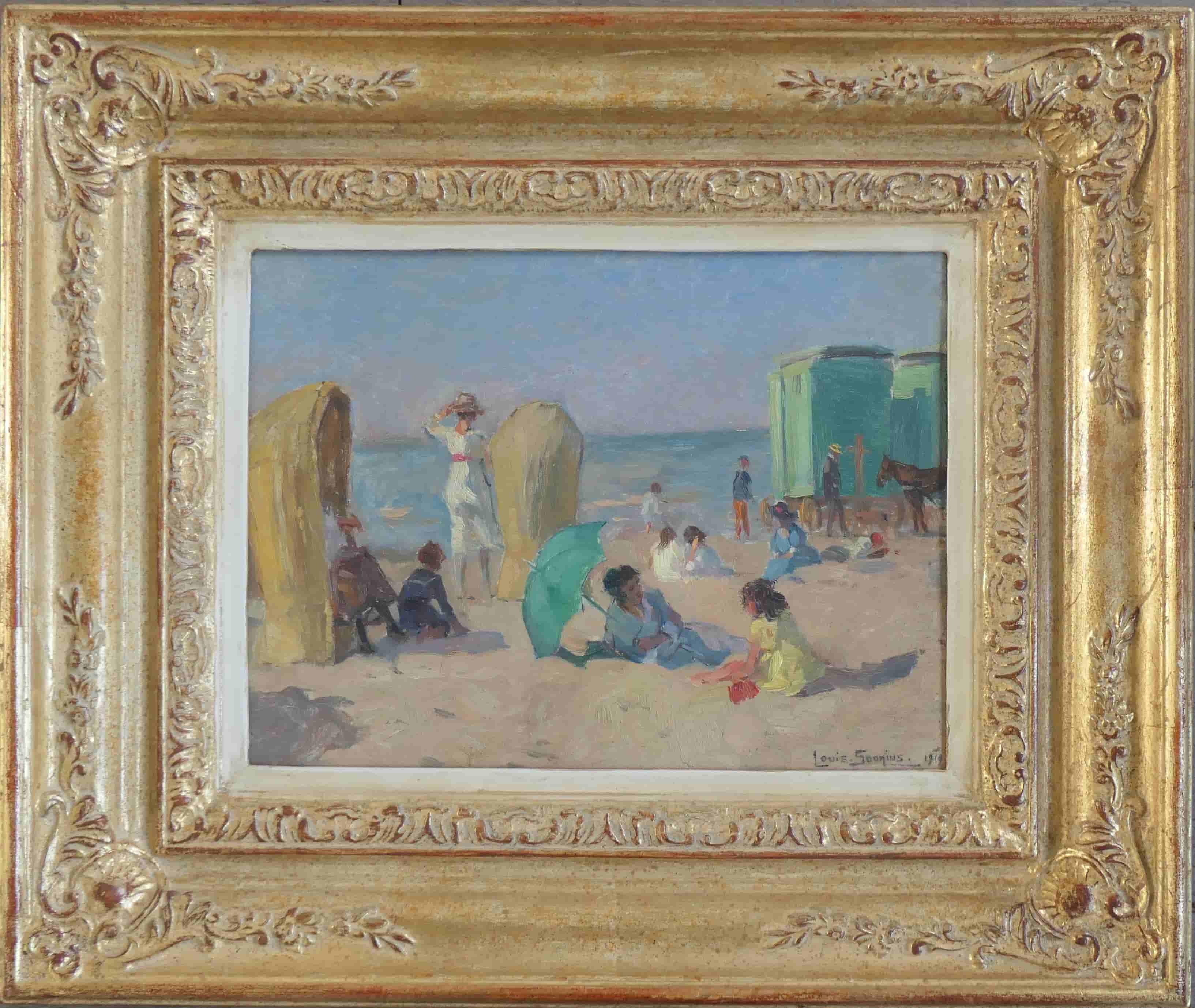 Louis Soonius - Strandgezicht Scheveningen (met lijst)