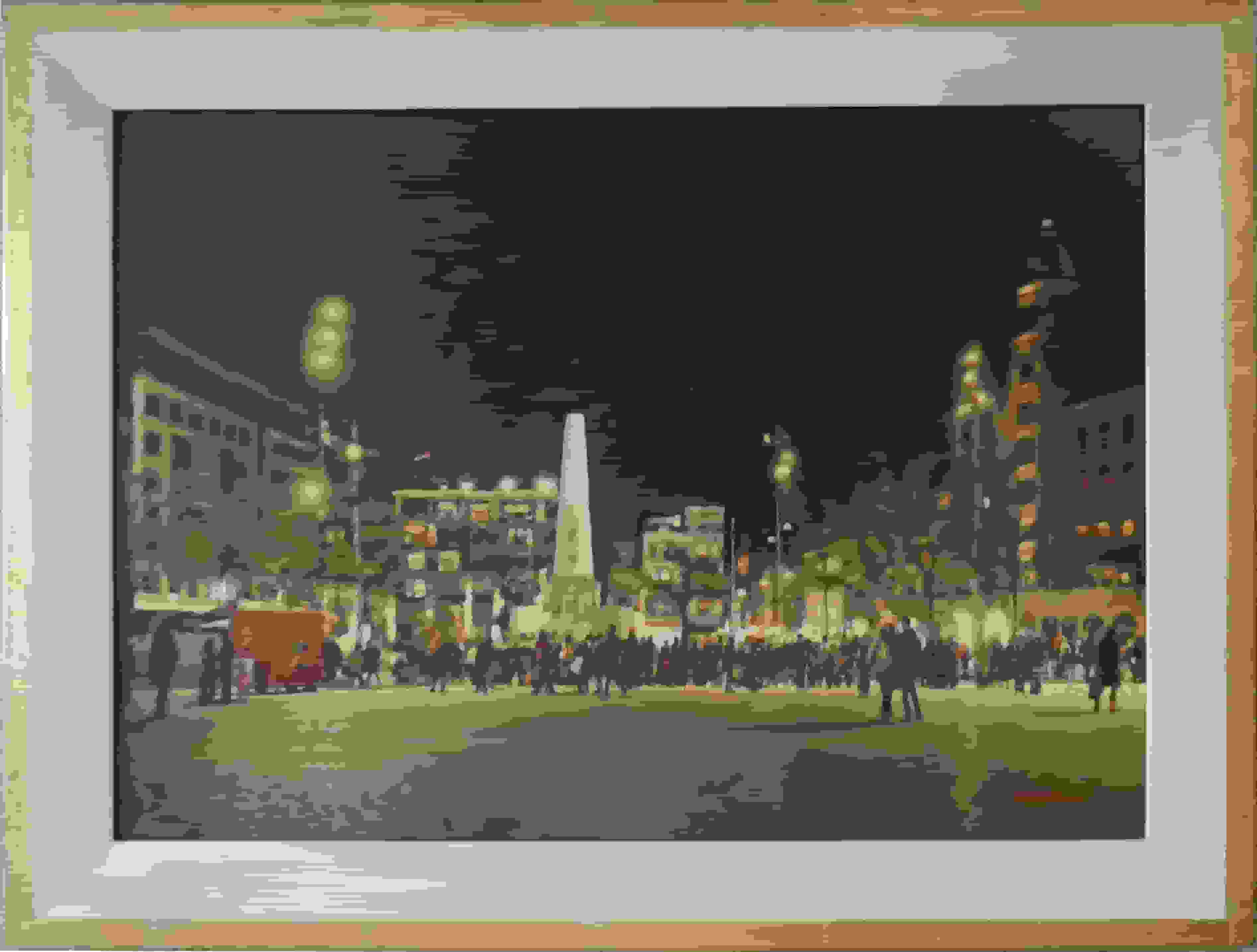 Frans Koppelaar - De Dam bij avond (met lijst)