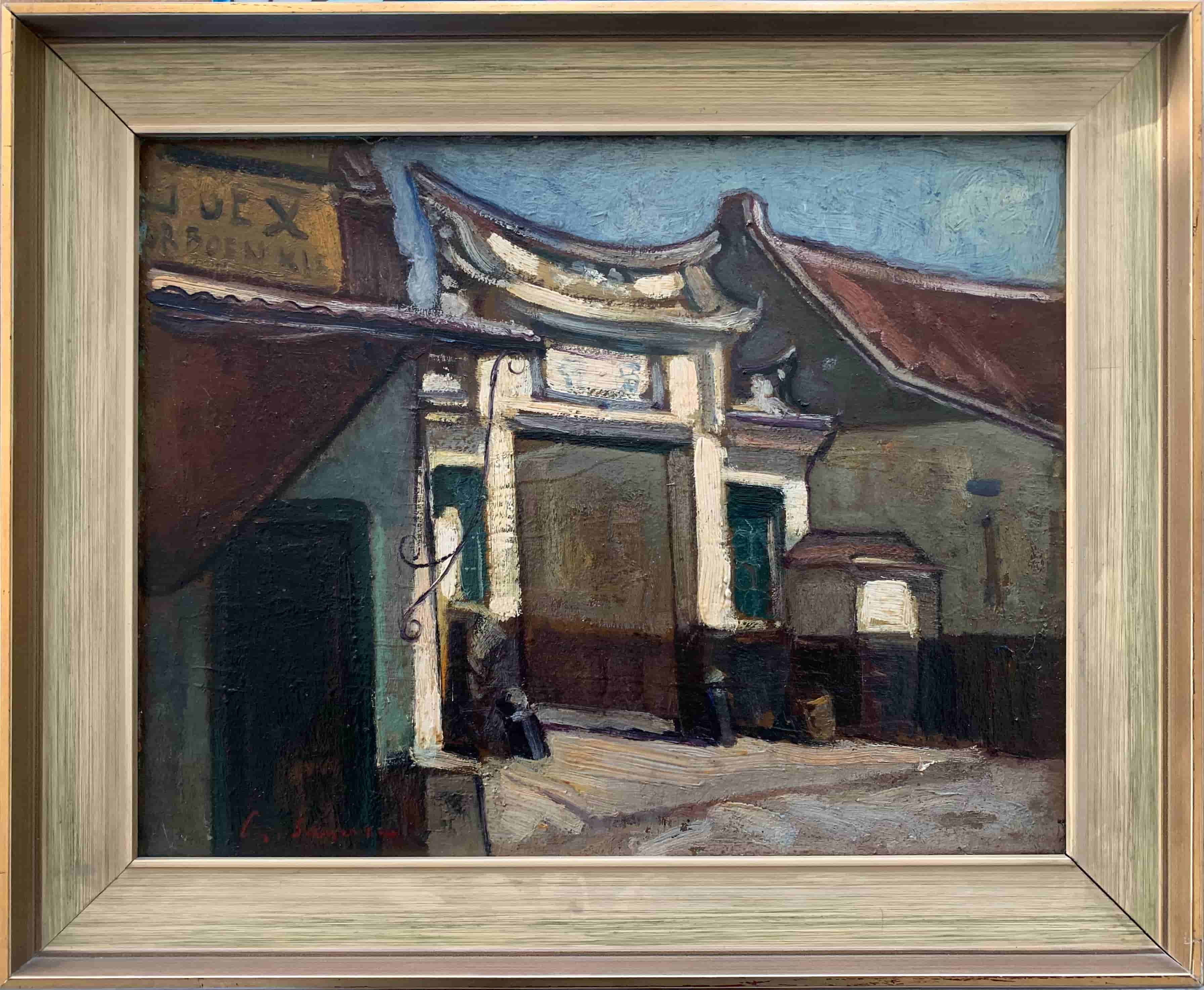 Charles Sayers - Chinese poort aan de Molenvliet te Batavia Indonesië (met lijst)