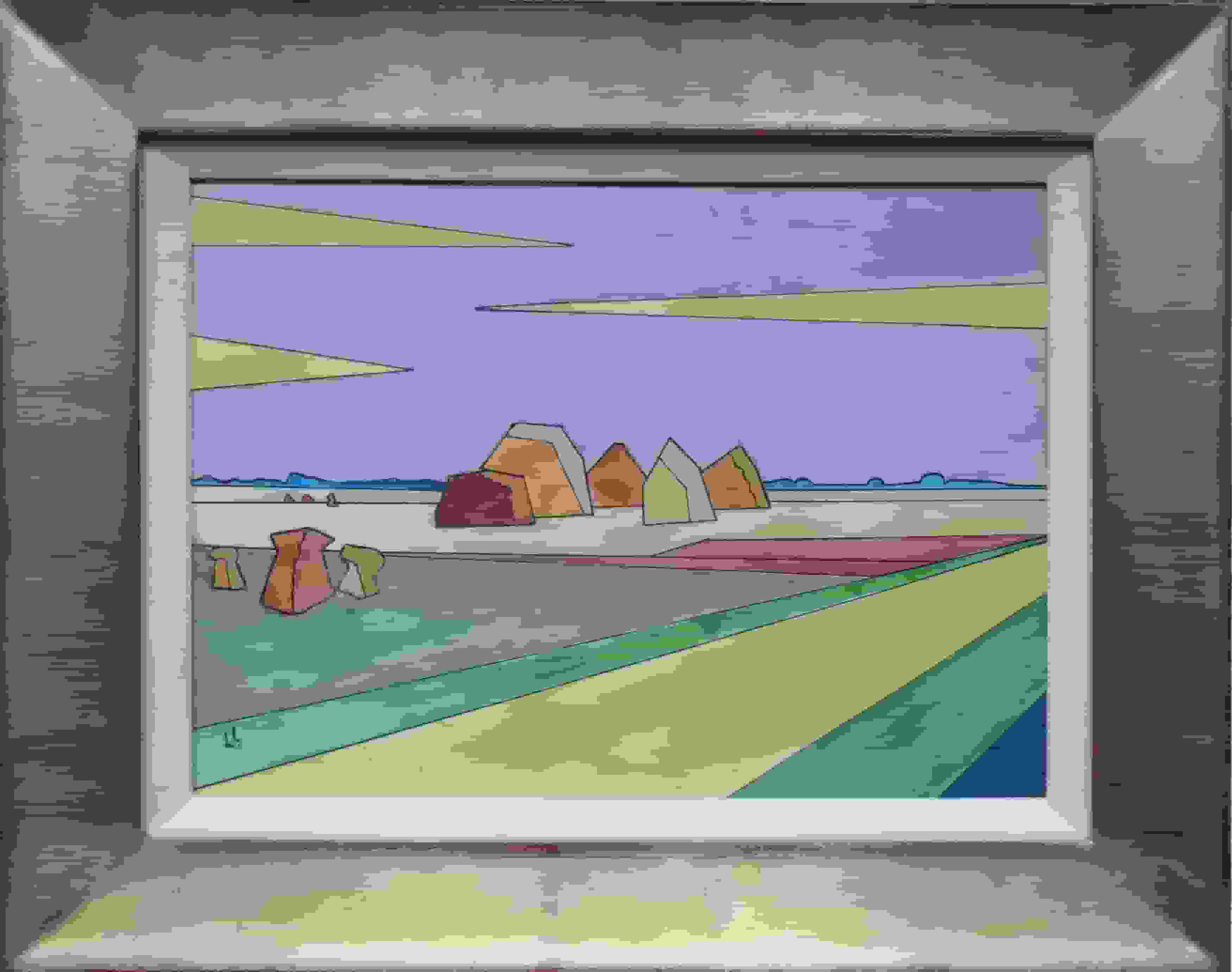 Louise (Lou) Loeber - Gezicht op Blaricum (met lijst)