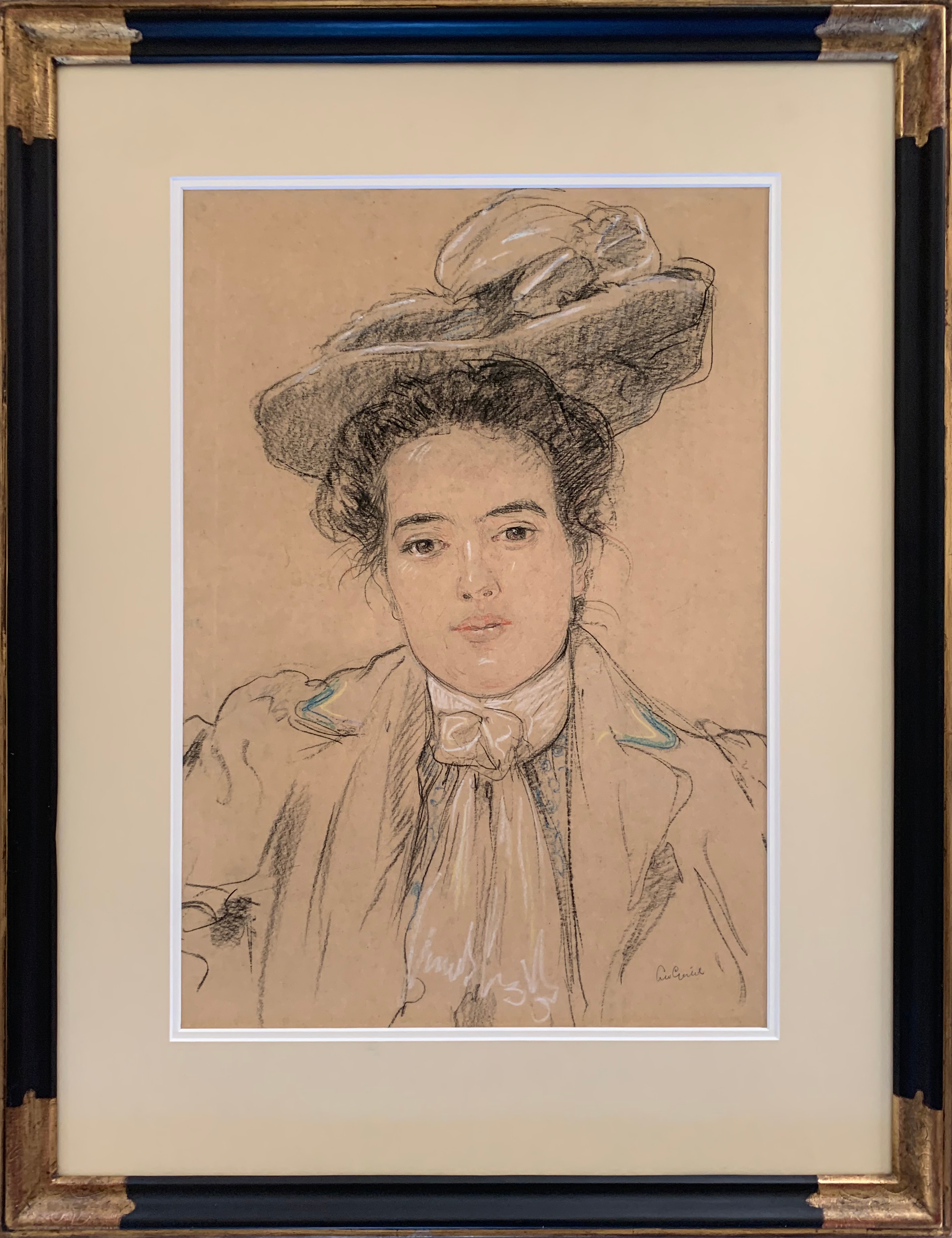 Portret van een jonge vrouw zonder lijst