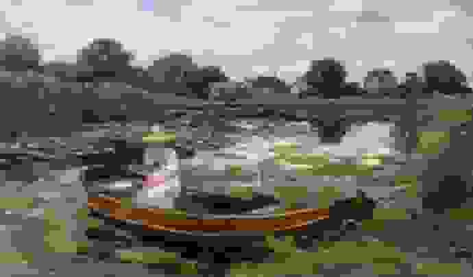 Alex Rosemeier - Bootje met vissende jongedame (zonder lijst)