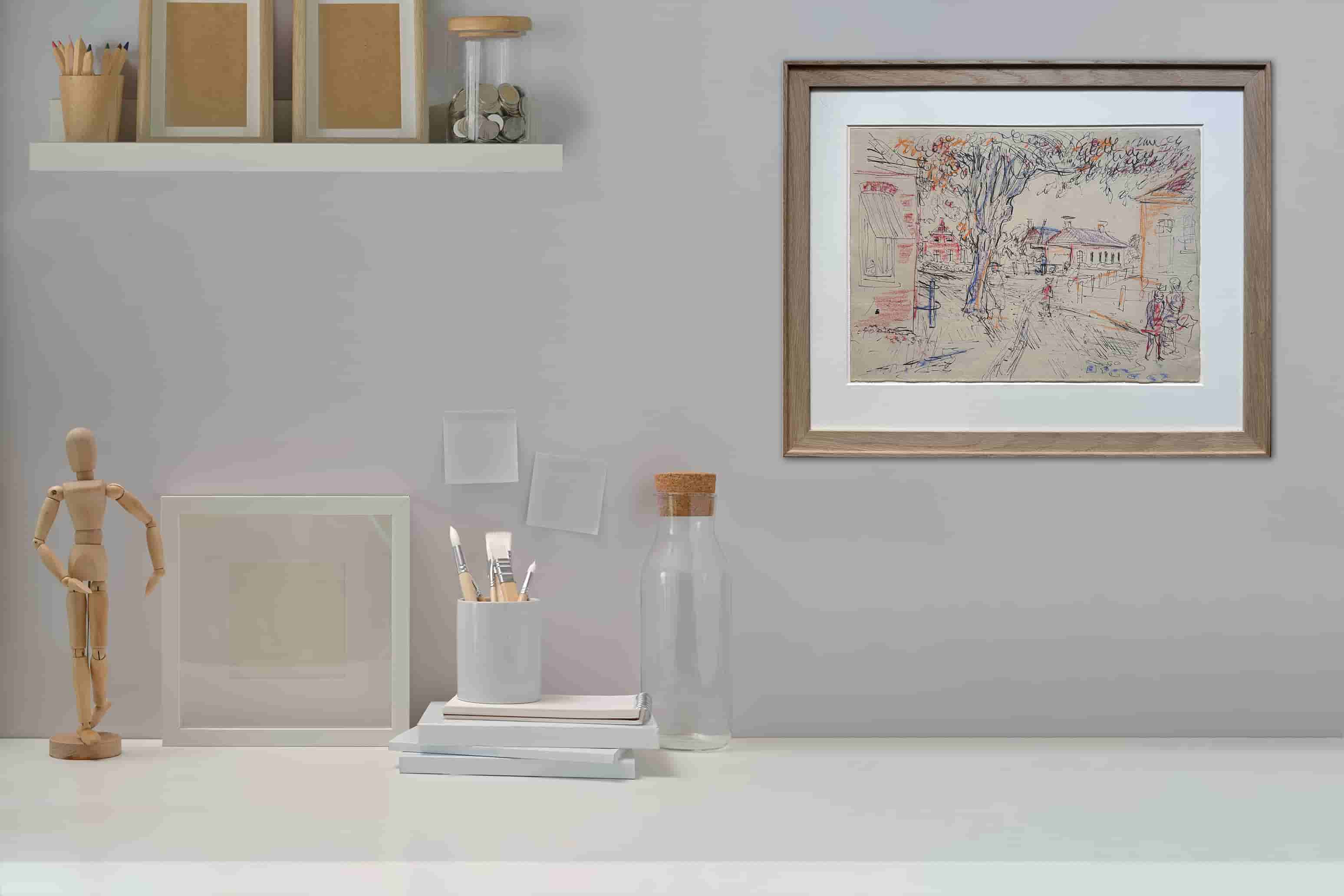 Johan Dijkstra - Levendig dorpsgezicht (in interieur)