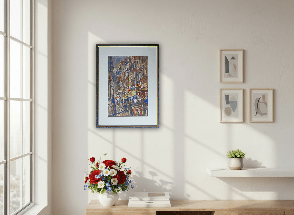 Erasmus Bernard von Dülmen-Krumpelman - Haarlemmerstraat bij avond (in interieur)