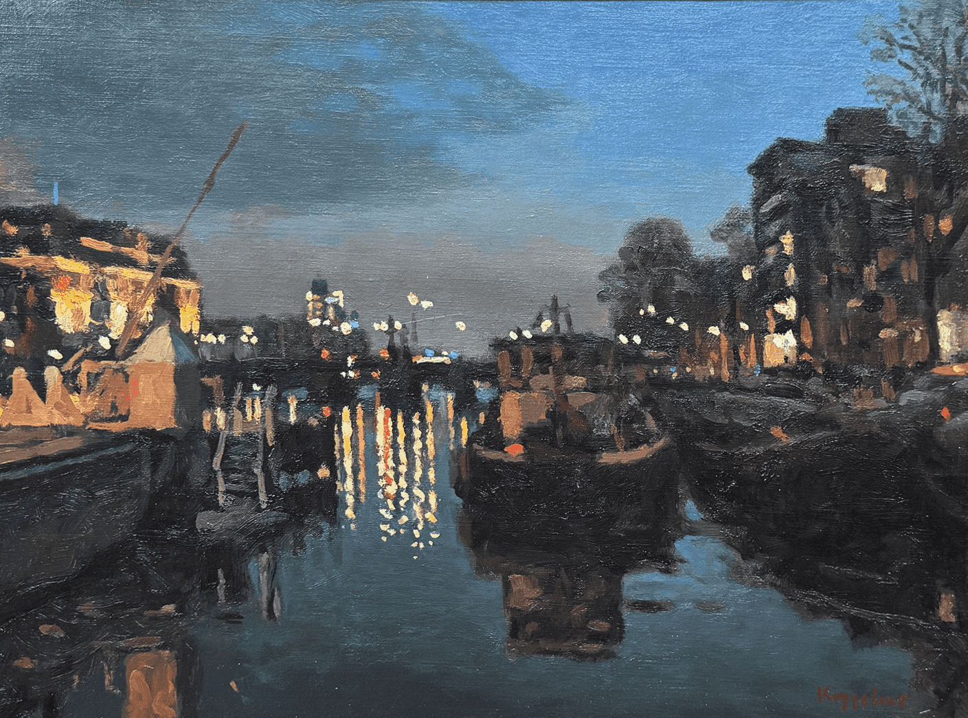 Frans Koppelaar - De Amstel rivier bij avond