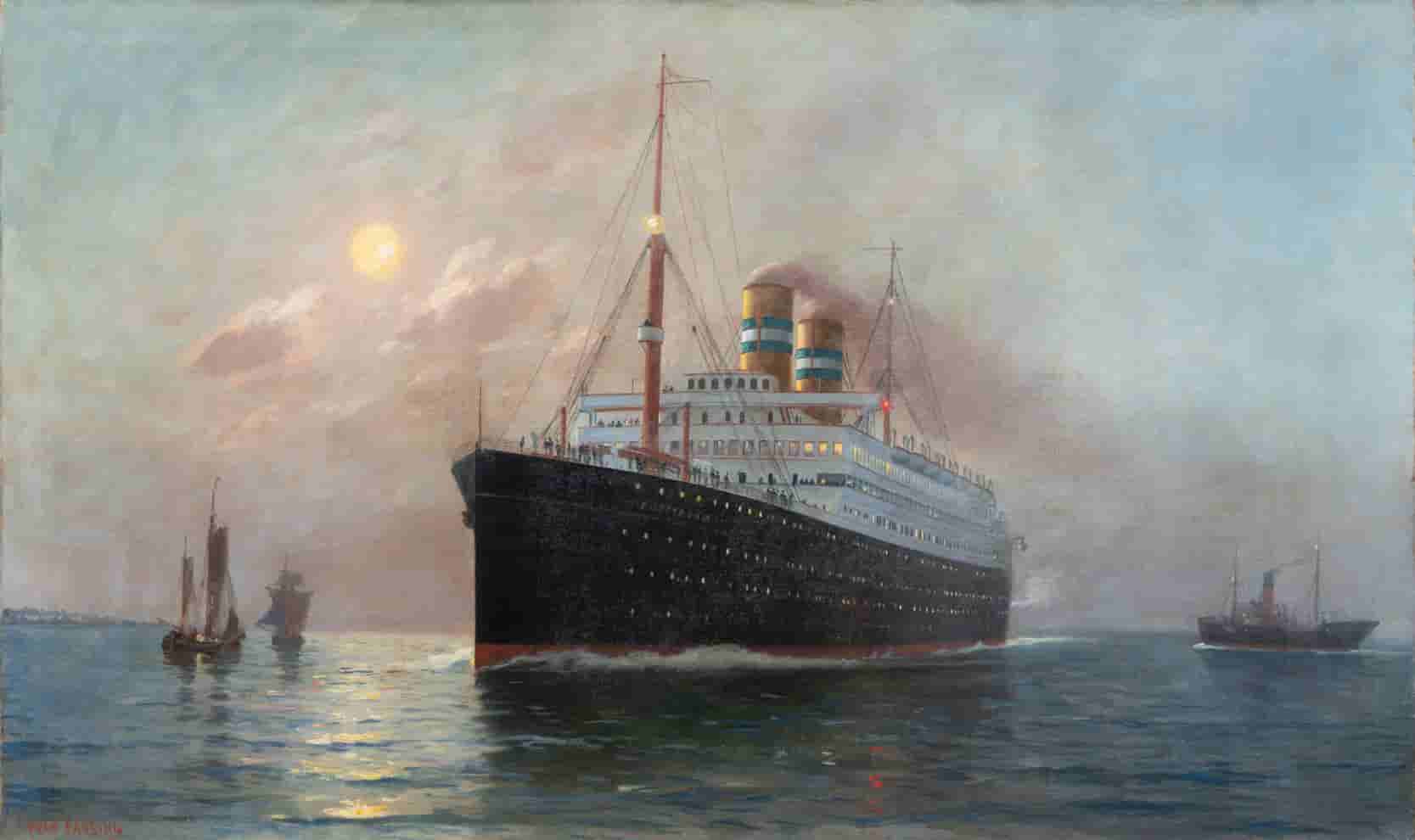 Fred Pansing - Portret van de SS Rotterdam rond 1900 (zonder lijst)