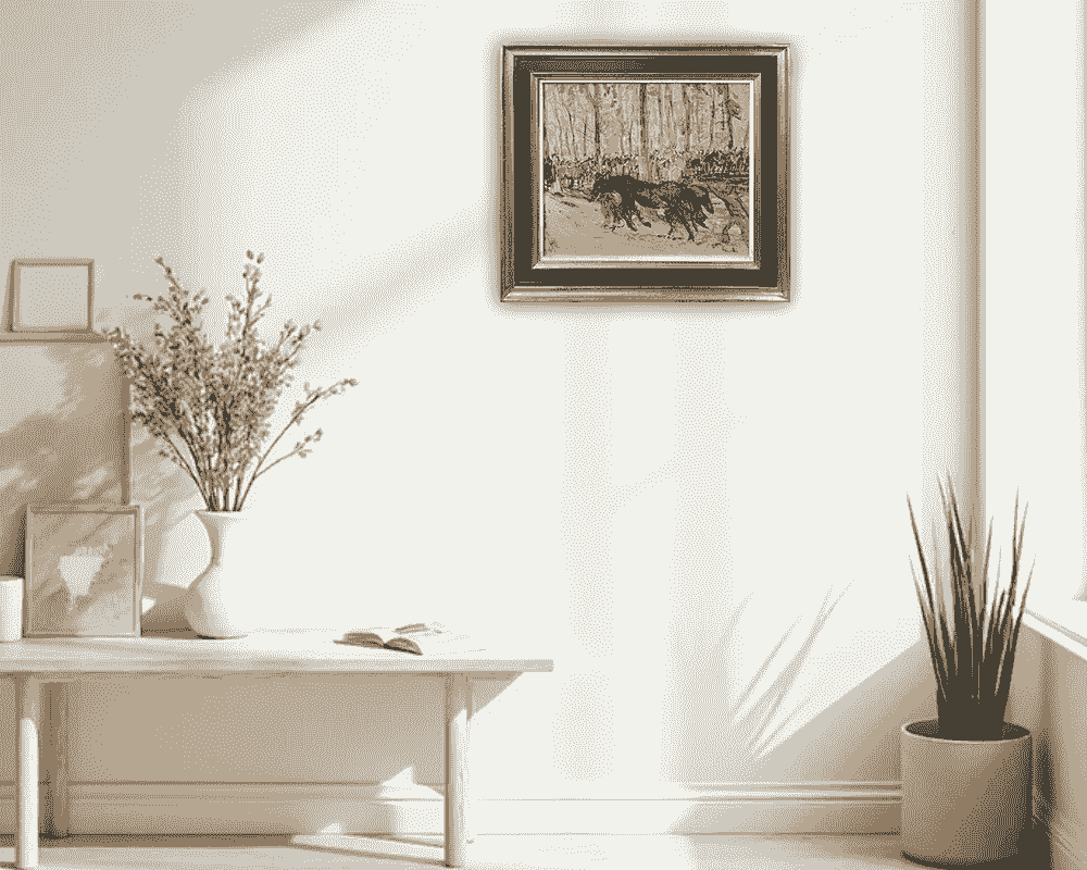 Johan Dijkstra - Paardenmarkt te Zuidlaren (in interieur)