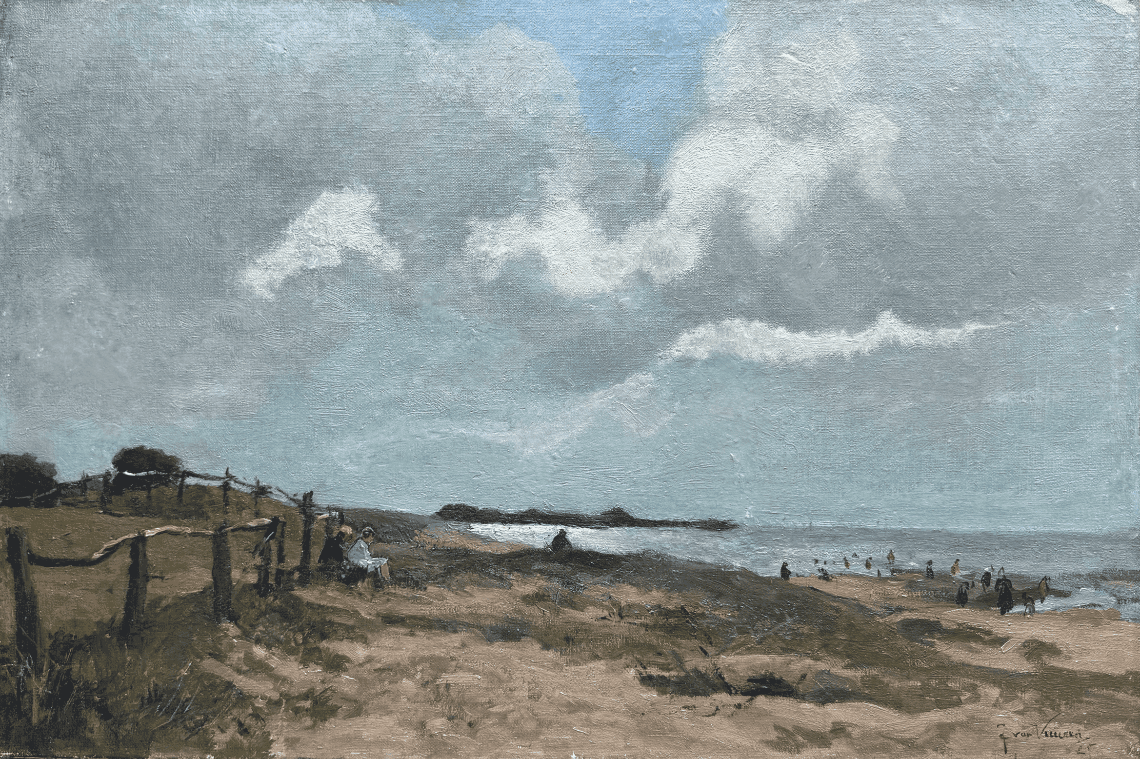 Jan van Vuuren - Strandgezicht op de Zuiderzee