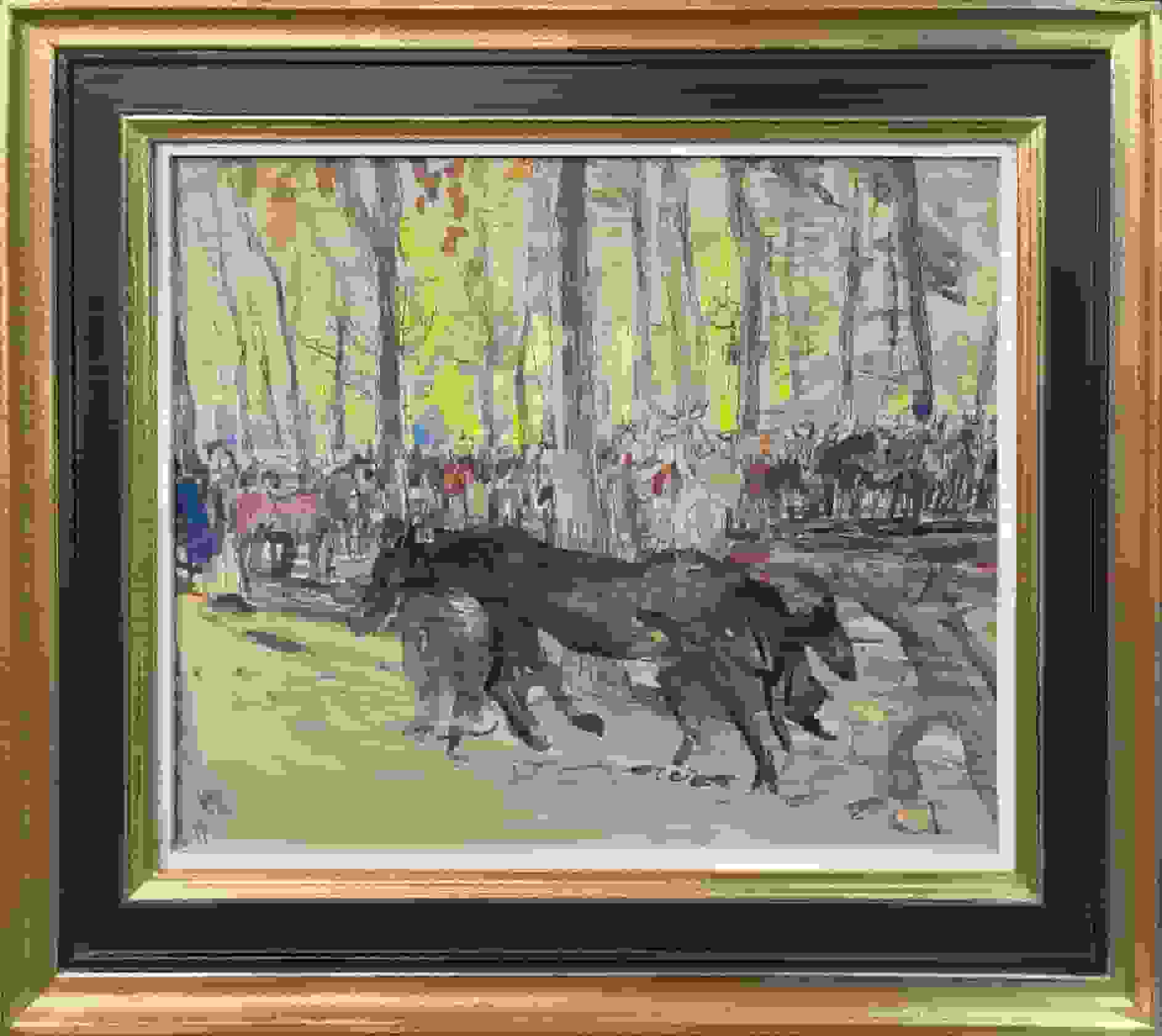 Johan Dijkstra - Paardenmarkt te Zuidlaren (met lijst)