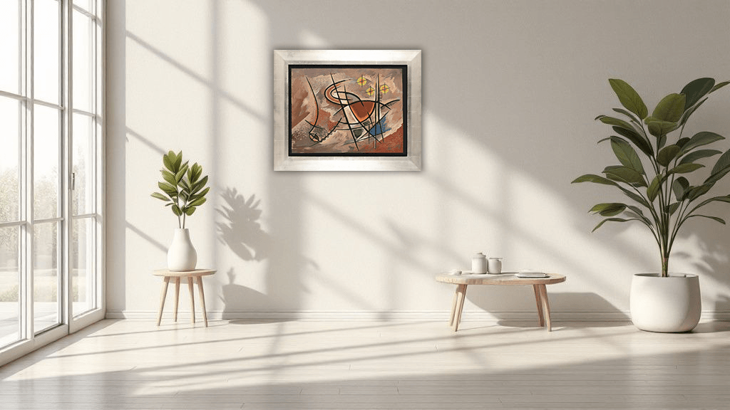 Abstracte gouache compositie op papier, circa jaren 1950 zonder lijst