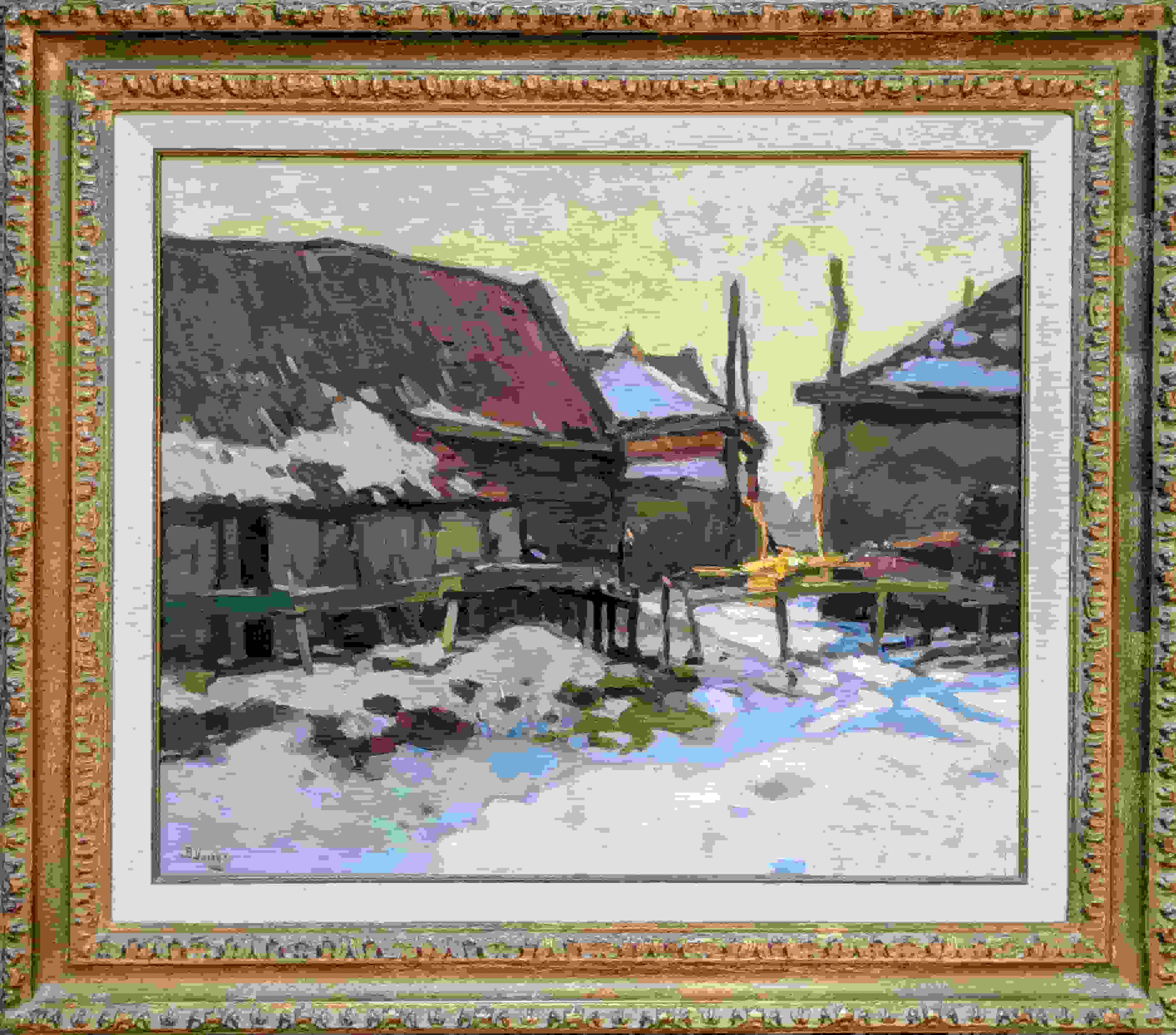 Ben Viegers - Boerenerf in de winter (met lijst)