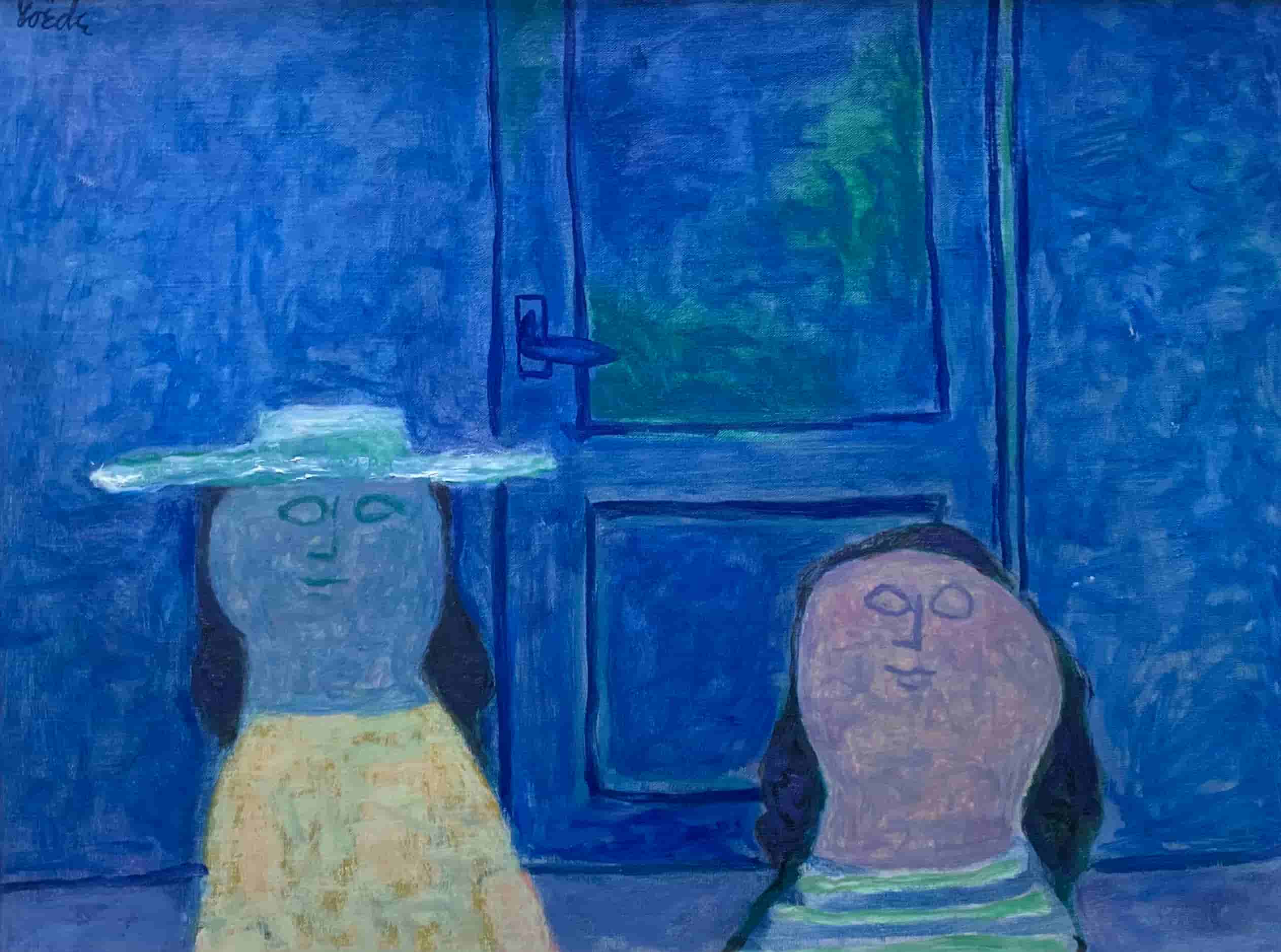 Jan Roëde - Twee figuren voor een blauwe deur