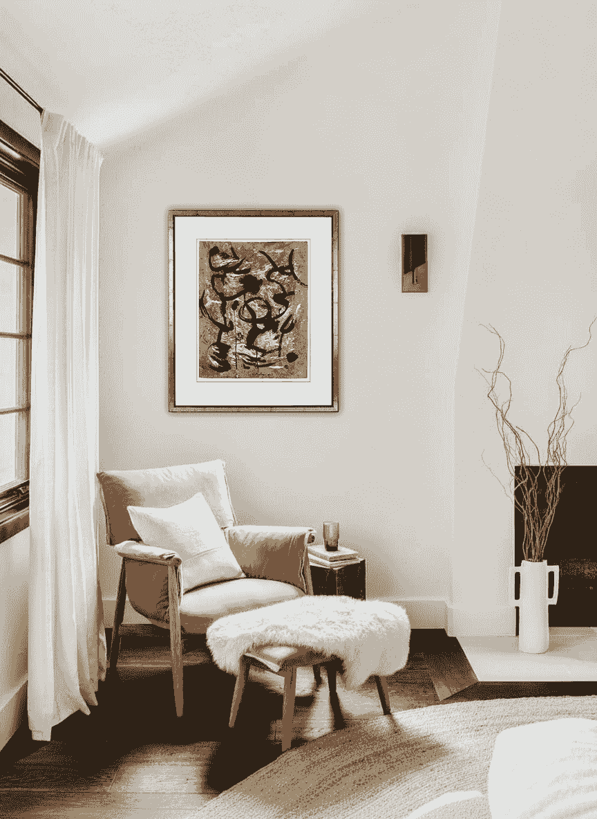 Willy Boers - Abstracte compositie met zwart ui (in interieur)