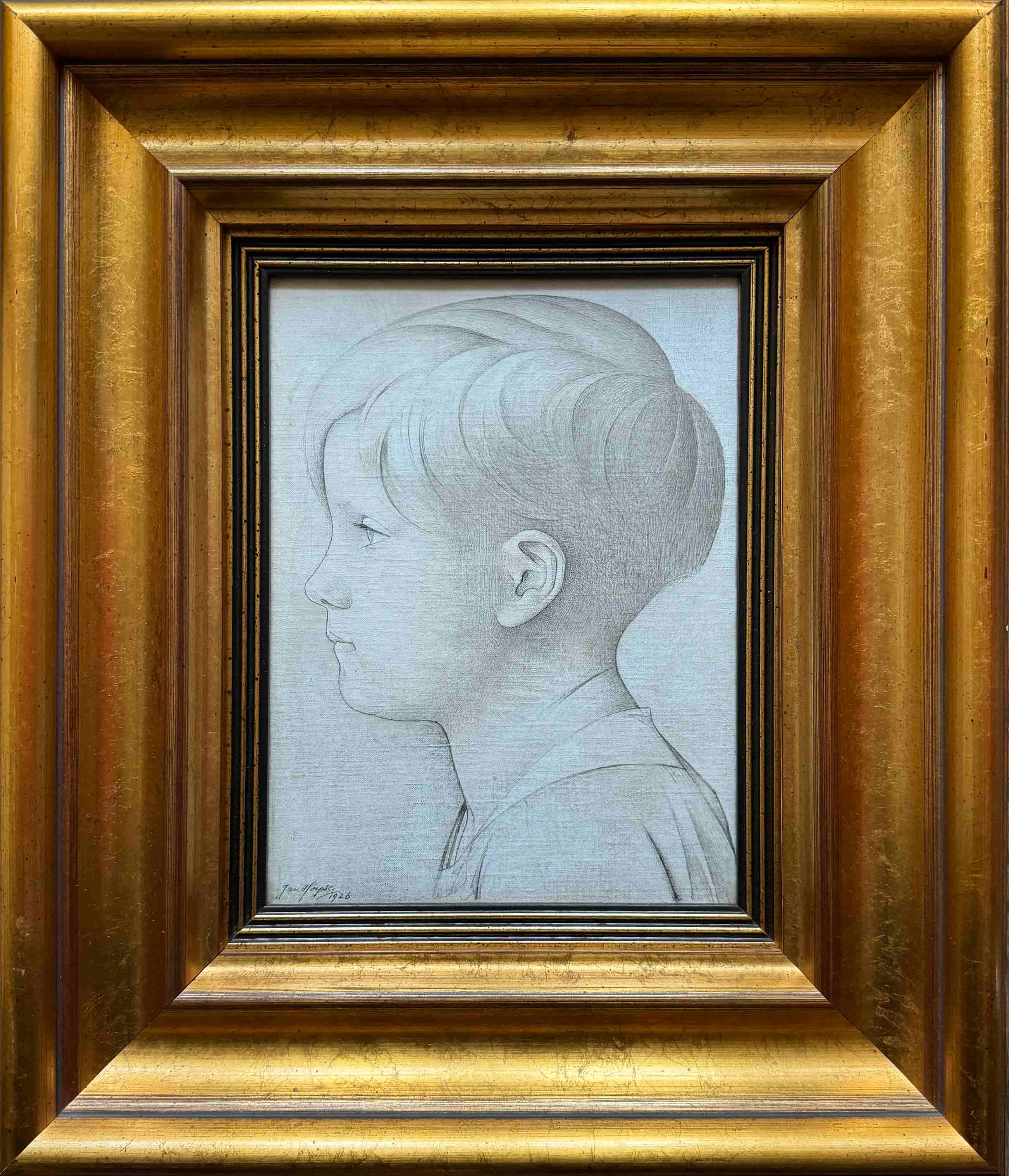 Jan Heyse - Portret van Jan Heyse junior op 6-jarige leeftijd (met lijst)