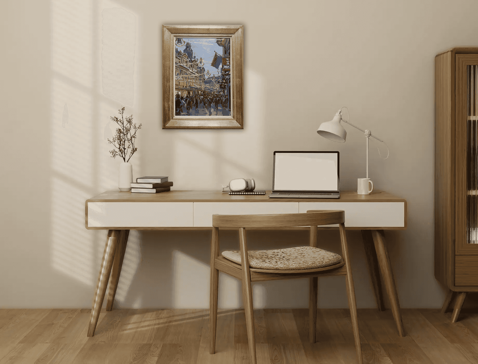 Hans Versfelt - Damrak bij avond (in interieur)