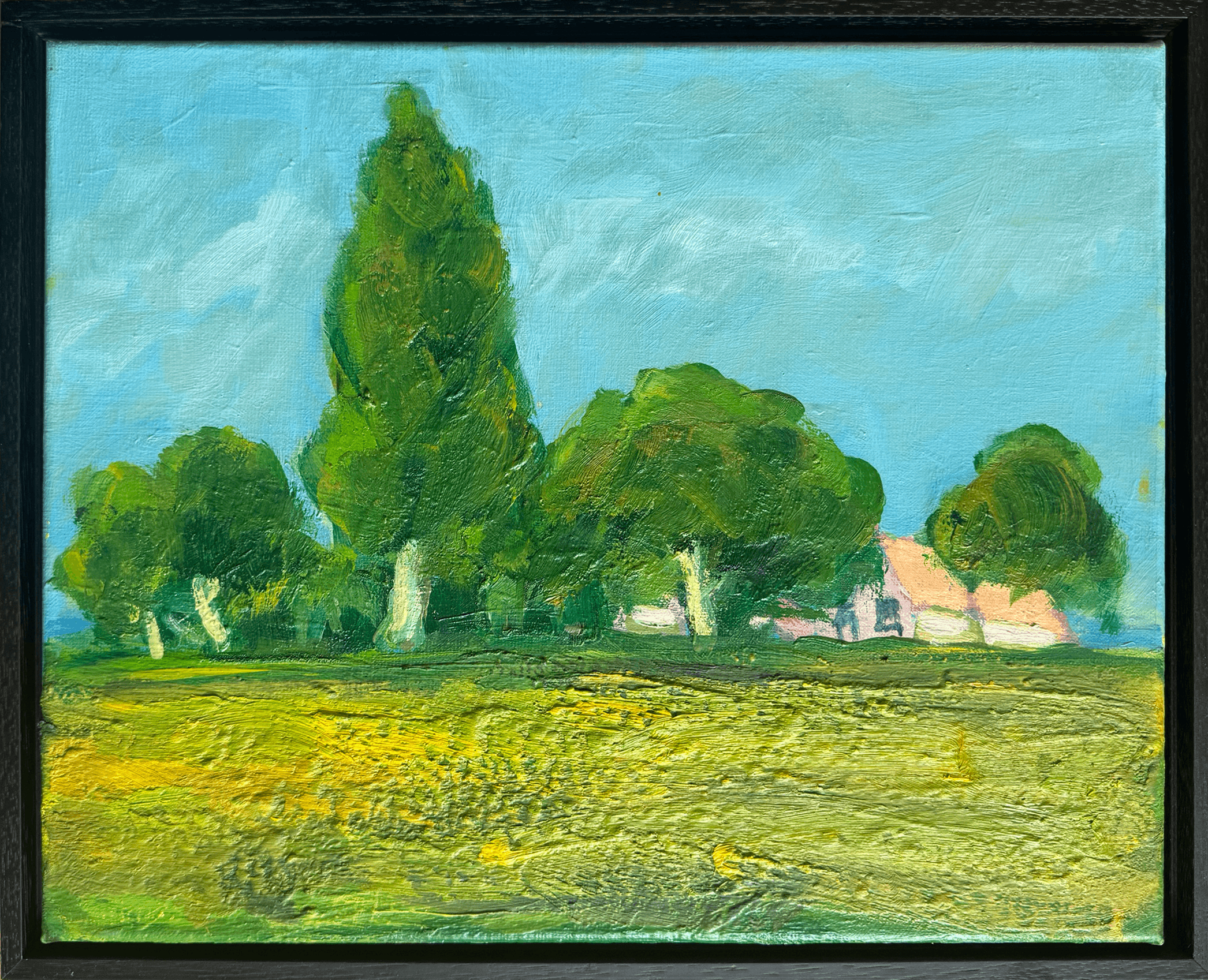 Wim van der Veer - Landschap met boerderij (met lijst)