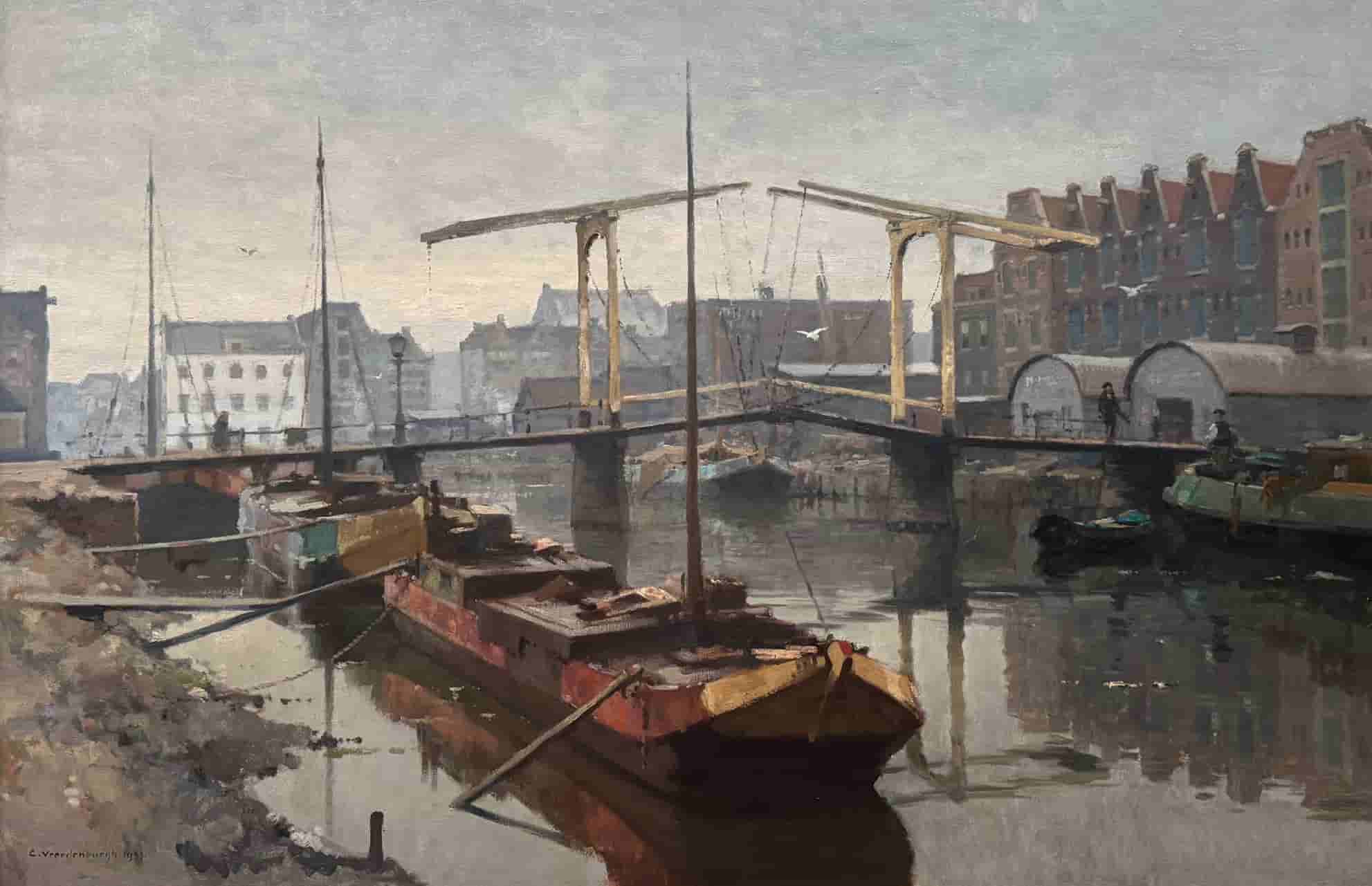 Cornelis Vreedenburgh - Sloterdijkerbrug over de Prinseneilandgracht te Amsterdam (zonder lijst)