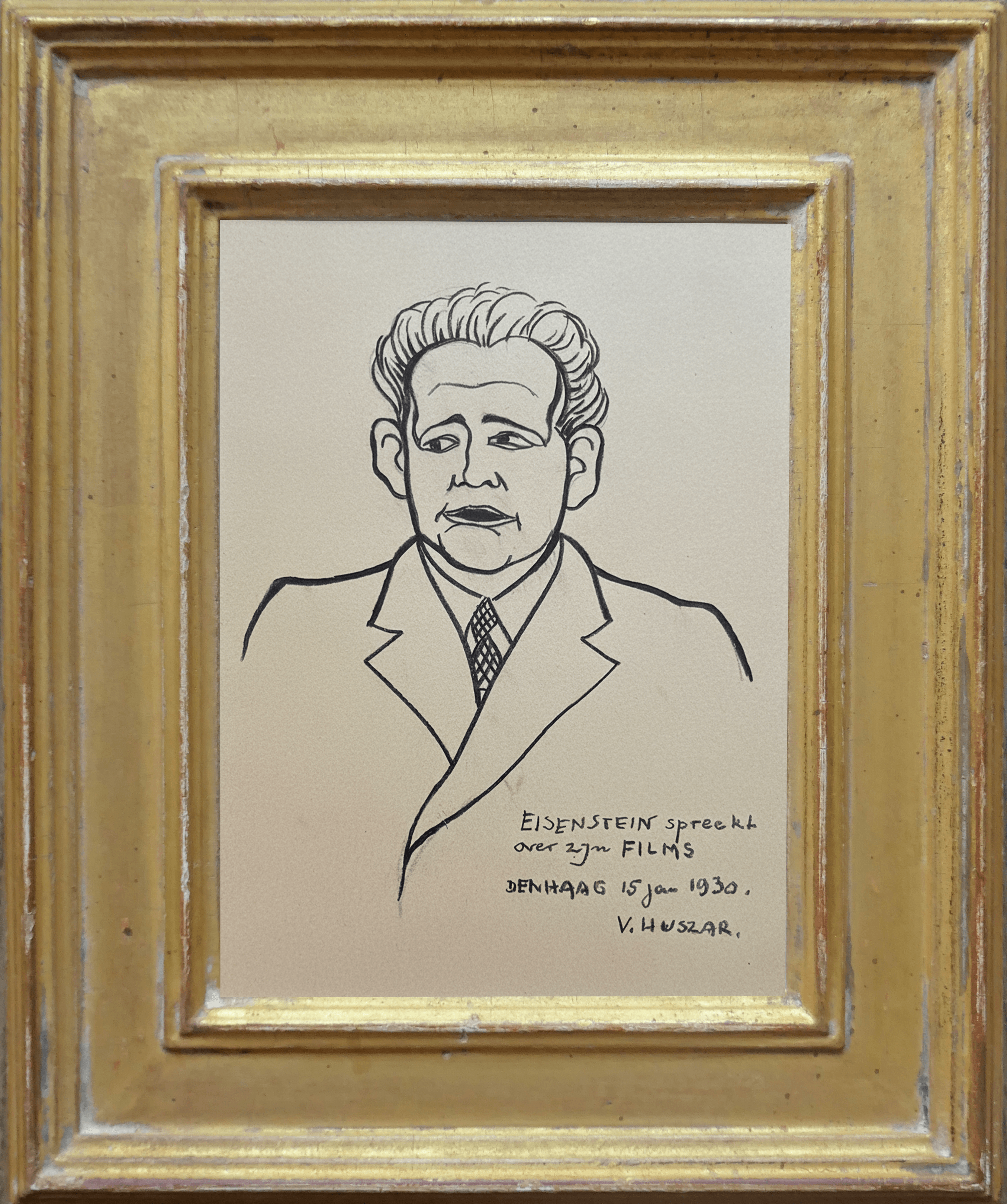 Vilmos Huszár - Portret van Sergej Eisenstein: Rusissch regisseur (met lijst)