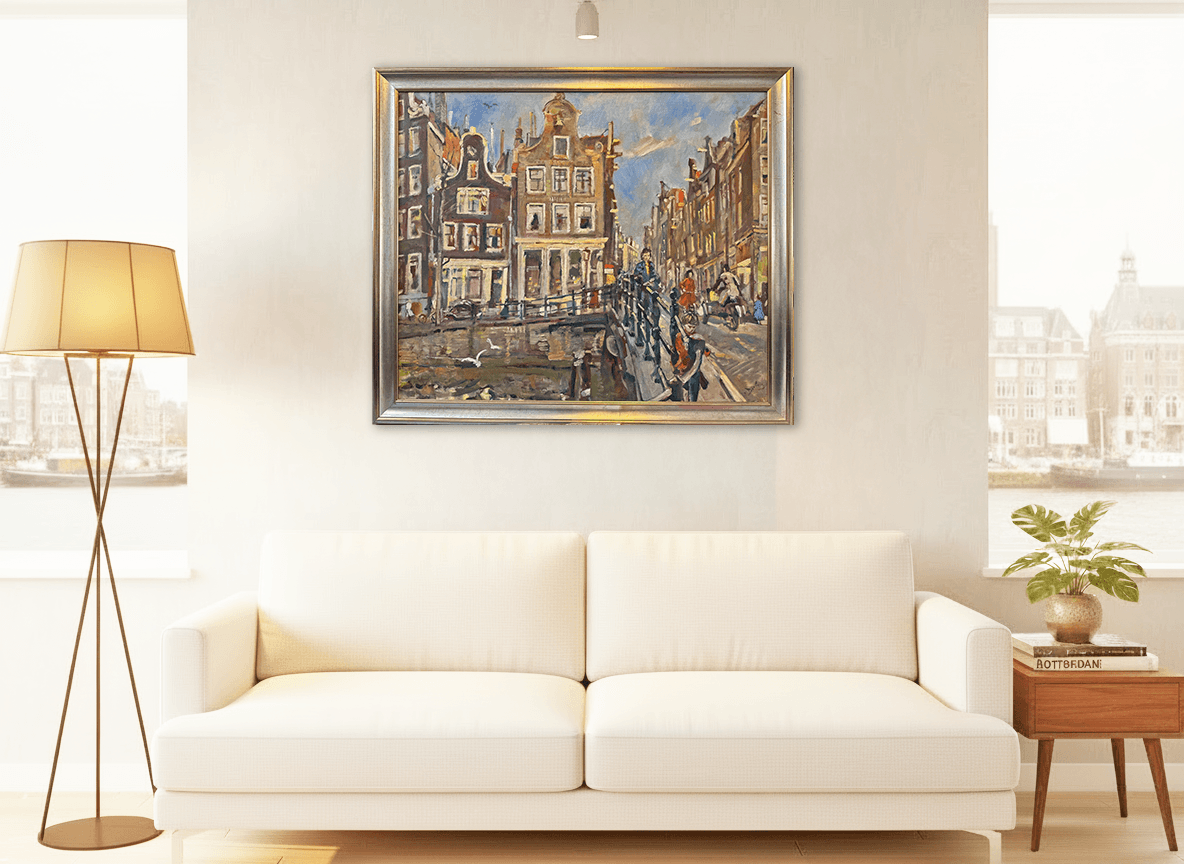 Erasmus Bernard von Dülmen-Krumpelman - Grachtgezicht in Amsterdam (in interieur)