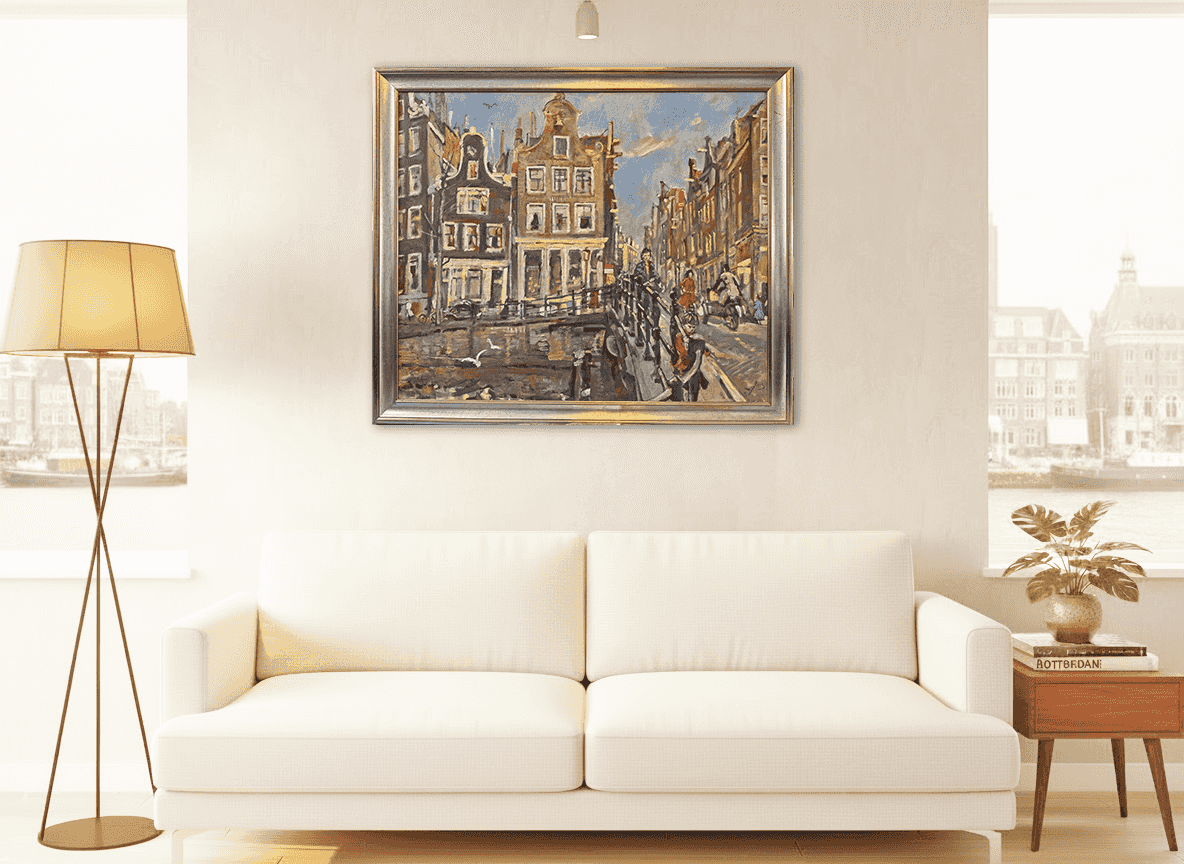 Erasmus Bernard von Dülmen-Krumpelman - Grachtgezicht in Amsterdam (in interieur)